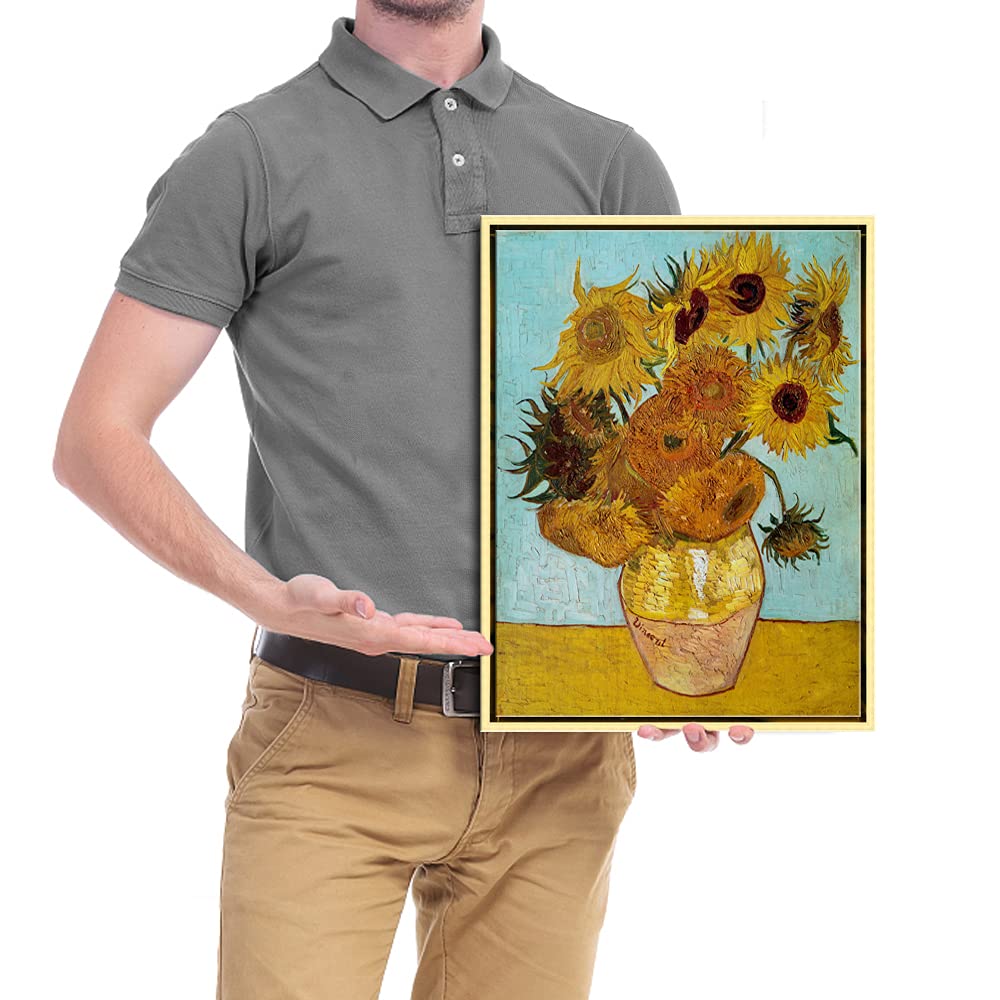 Wieco Art Framed Wall Art Canvas Prints Of Sunflower By Vincent Van Gogh Paintings Reproduction Abstract Wall Decorations For Li