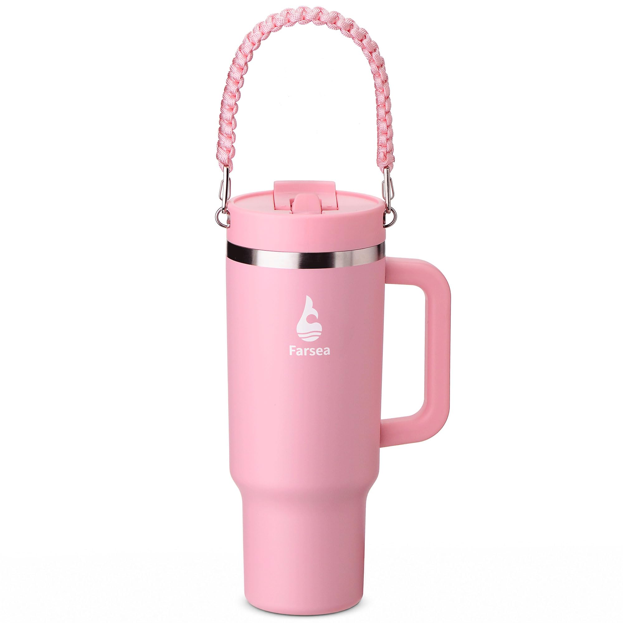 Farsea 40oz Insulated Stainless Steel Travel Tumbler with Handle & Straw
