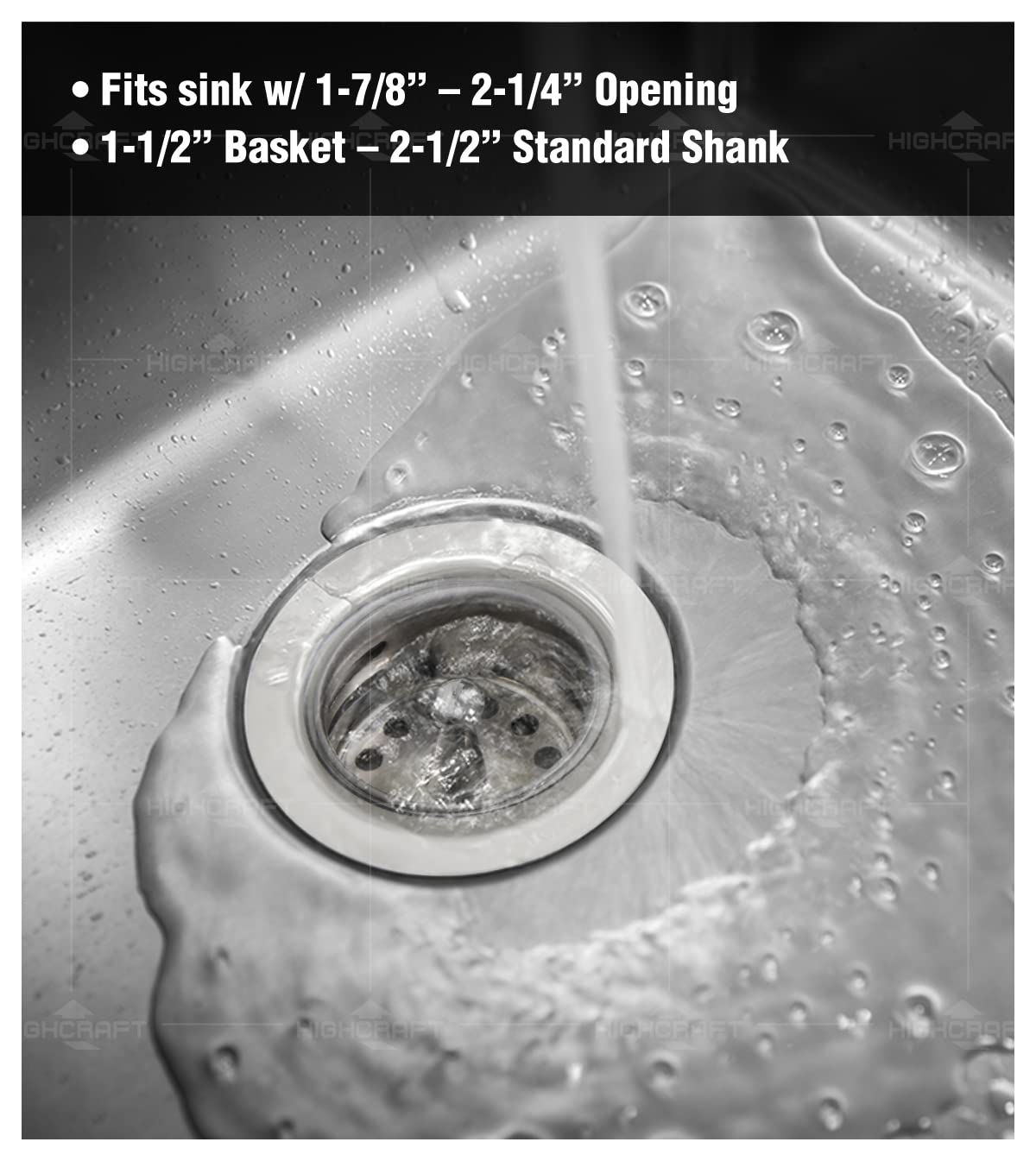 Highcraft 9773 Bar/Prep Sink 2 1/2 Junior Duo Stainless Steel Drain Assembly With Strainer Basket And Rubber Stopper