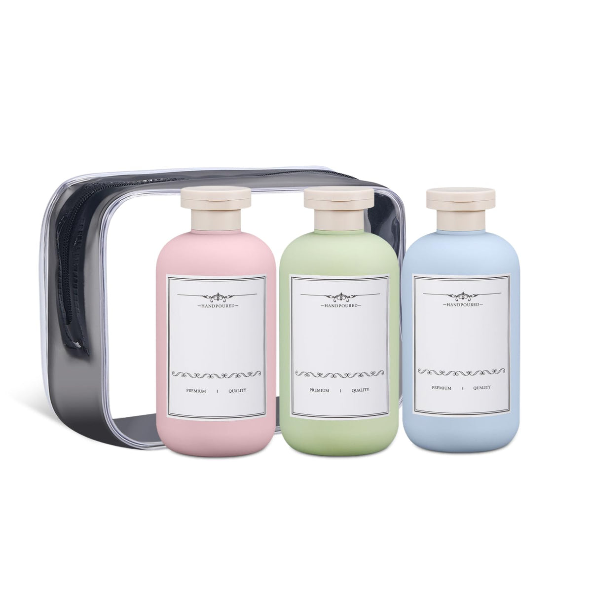 Asevat 6.7 Oz Plastic Leak Proof Travel Bottles For Toiletries, Plastic Travel Size Containers, Shampoo And Conditioner Bottles