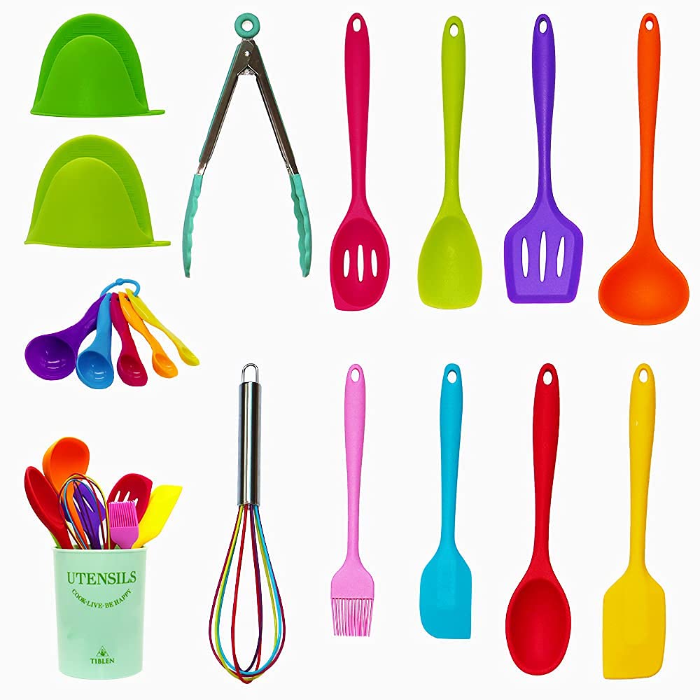 18 Pcs Silicone Kitchen Cooking Utensil Set, Non-Stick Heat Resistant Cookware, Bpa Free Non-Toxic Tools,Turner Tongs Ladle Spoo