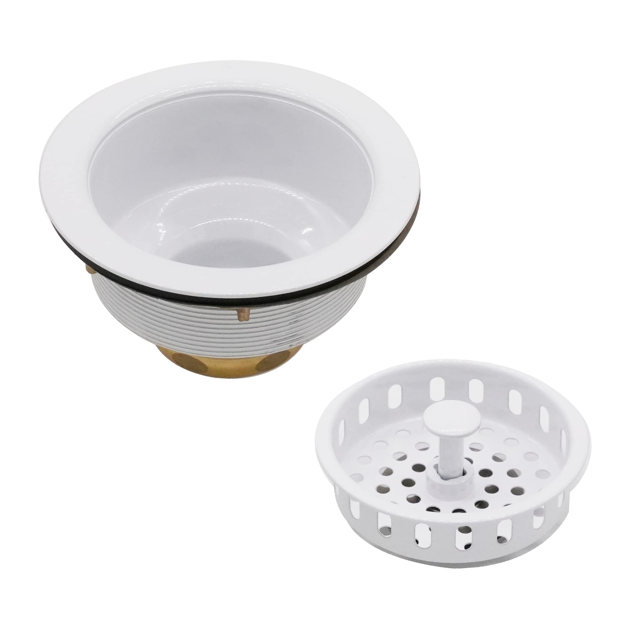 Westbrass R214-50 3-1/2-Inch Large Post Style Kitchen Sink Basket Strainer, Powder Coat White