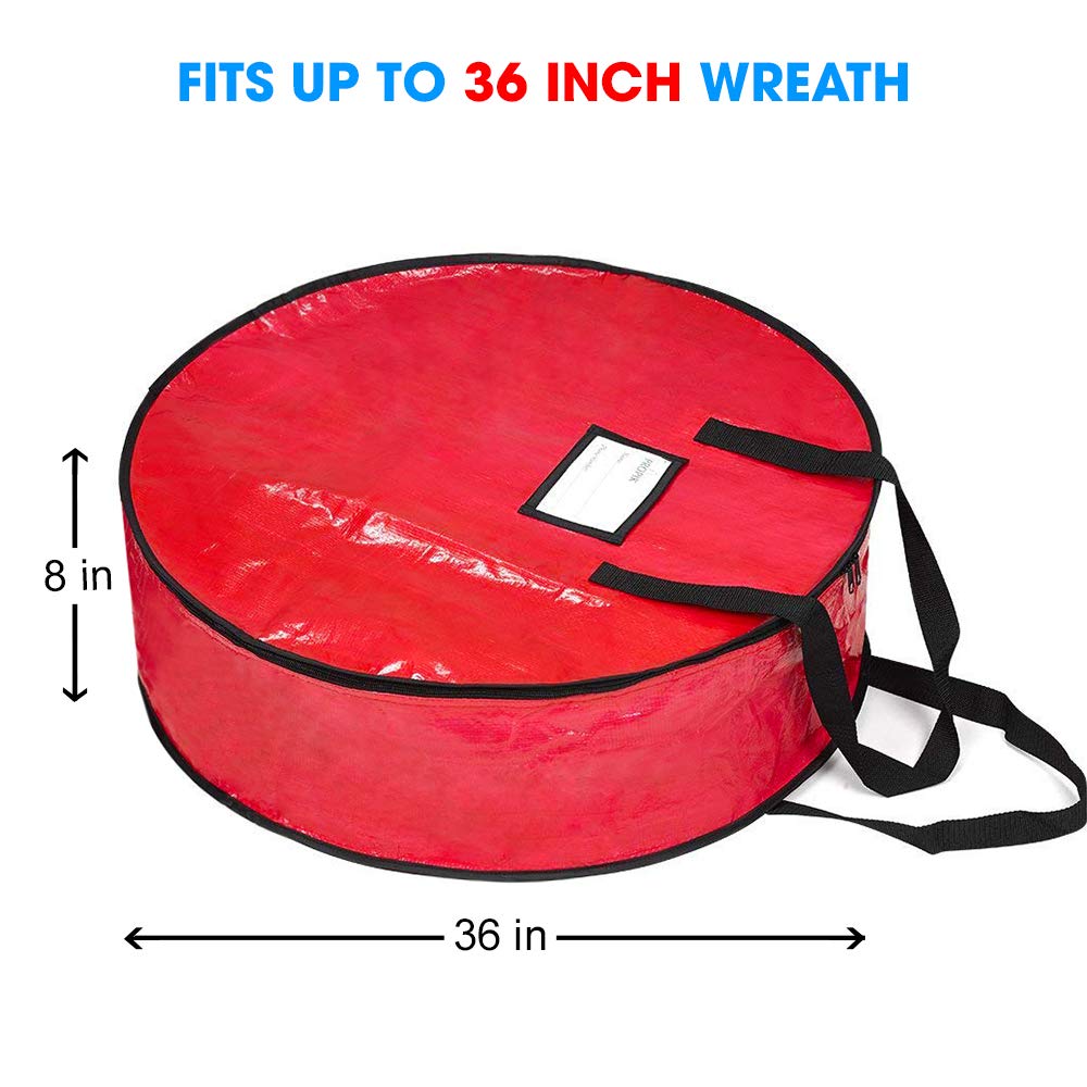 Propik Christmas Wreath Storage Bag 36'' - Garland Holiday Container With Tear Resistant Material - Featuring Heavy Duty Handles