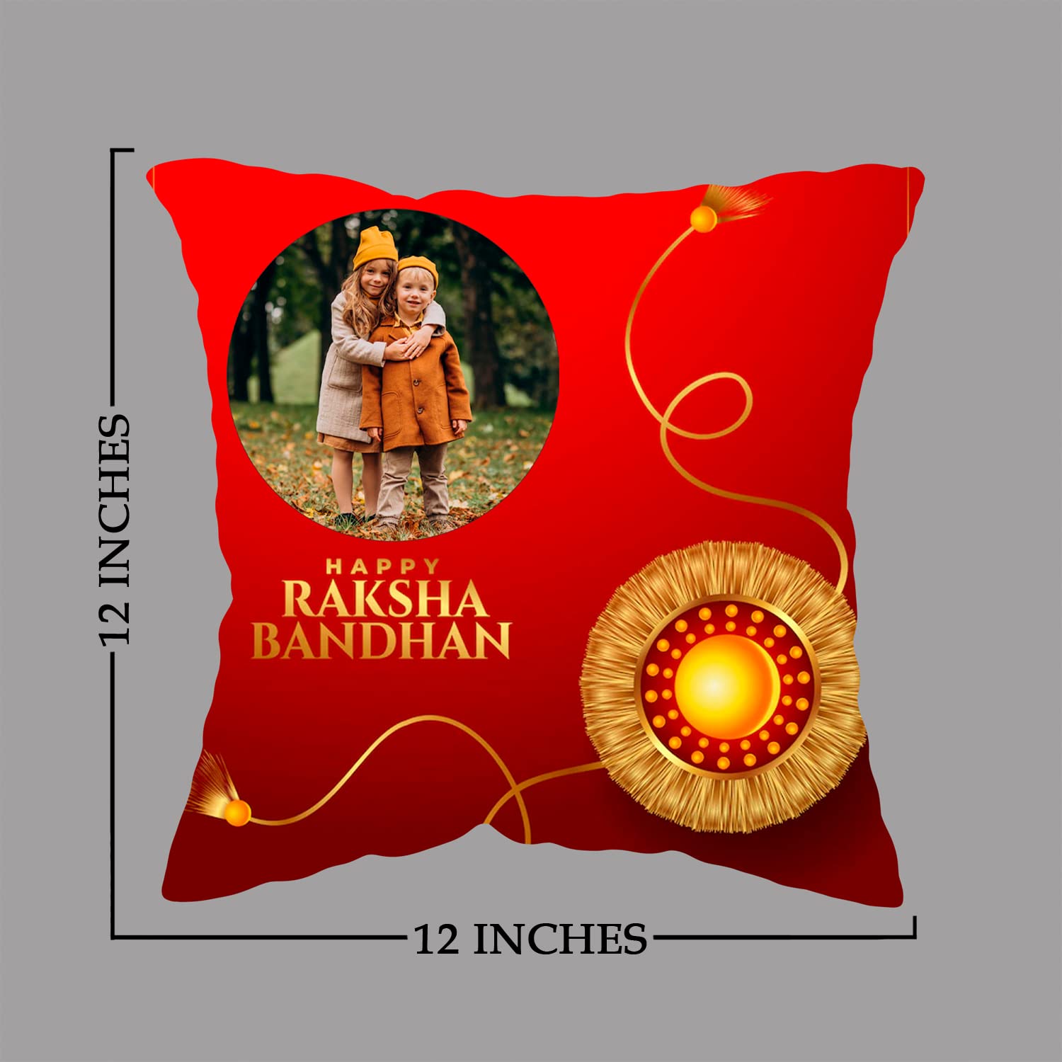 GiftoKing Customized Cushion for Rakhi Gift, Best Gift for Rakshabandhan, Multicolour (Pattern1, 12x12 Inch)