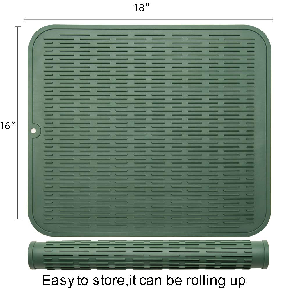 Zlr Silicone Dish Drying Mat For Kitchen Counter Xl - Multi Usage Eco Friendly Drying Matt Kitchen Counter - Easy To Clean Heat