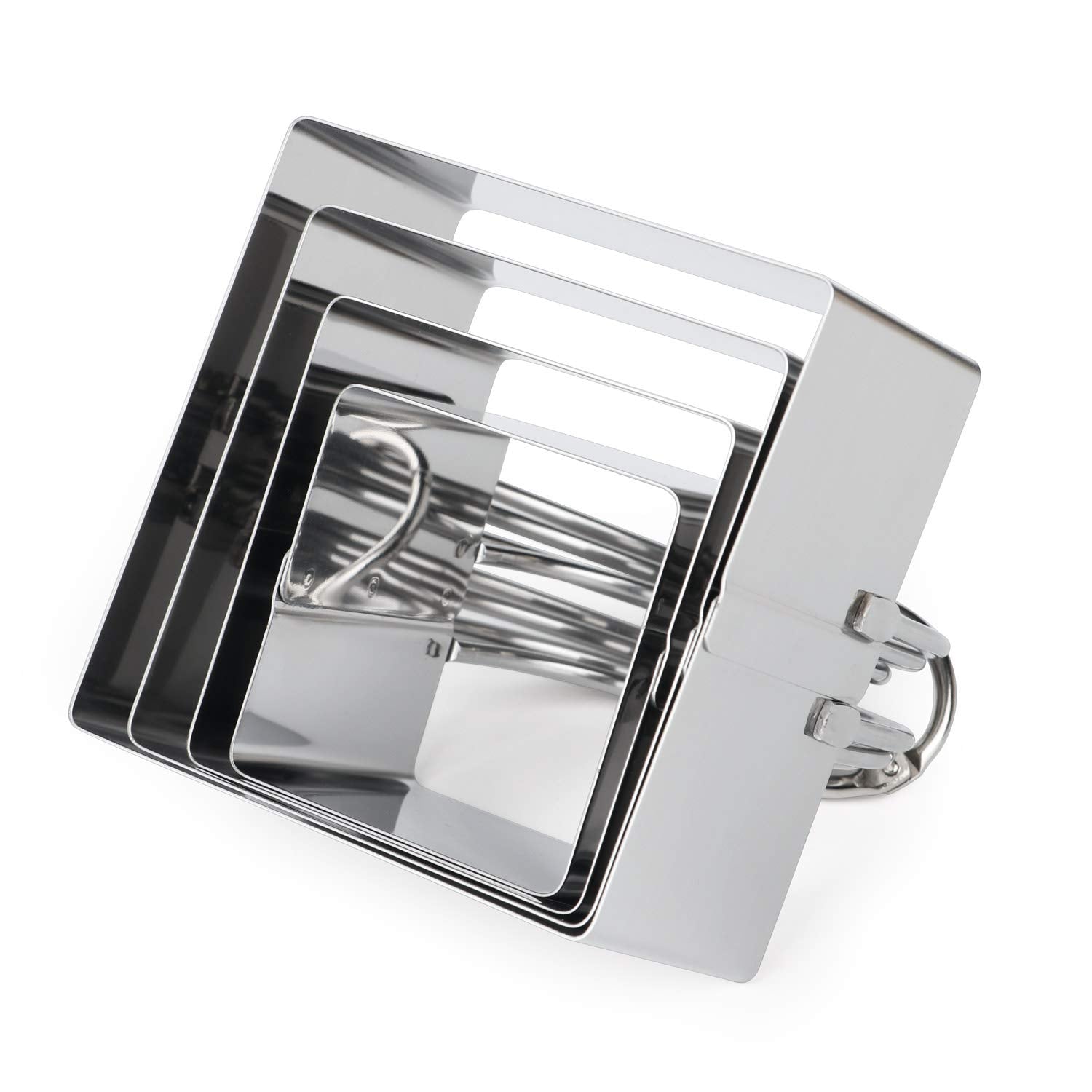 Hulisen Square Biscuit Cutter Set (4 Pieces/Set), Stainless Steel Cookies Cutter With Handle, Professional Baking Dough Tools, G