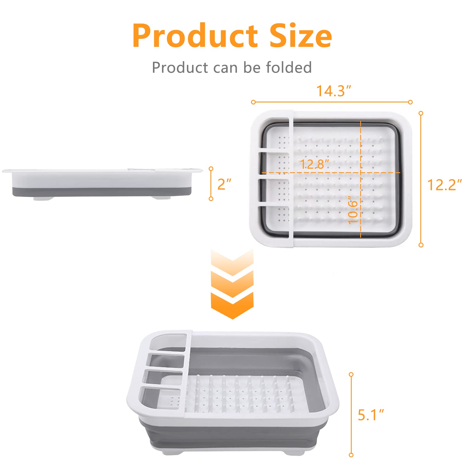 Goderewild Collapsible Dish Rack With Drainboard For Drying Dishes - Space-Saving Foldable Design With Dinnerware Storage Tray/B