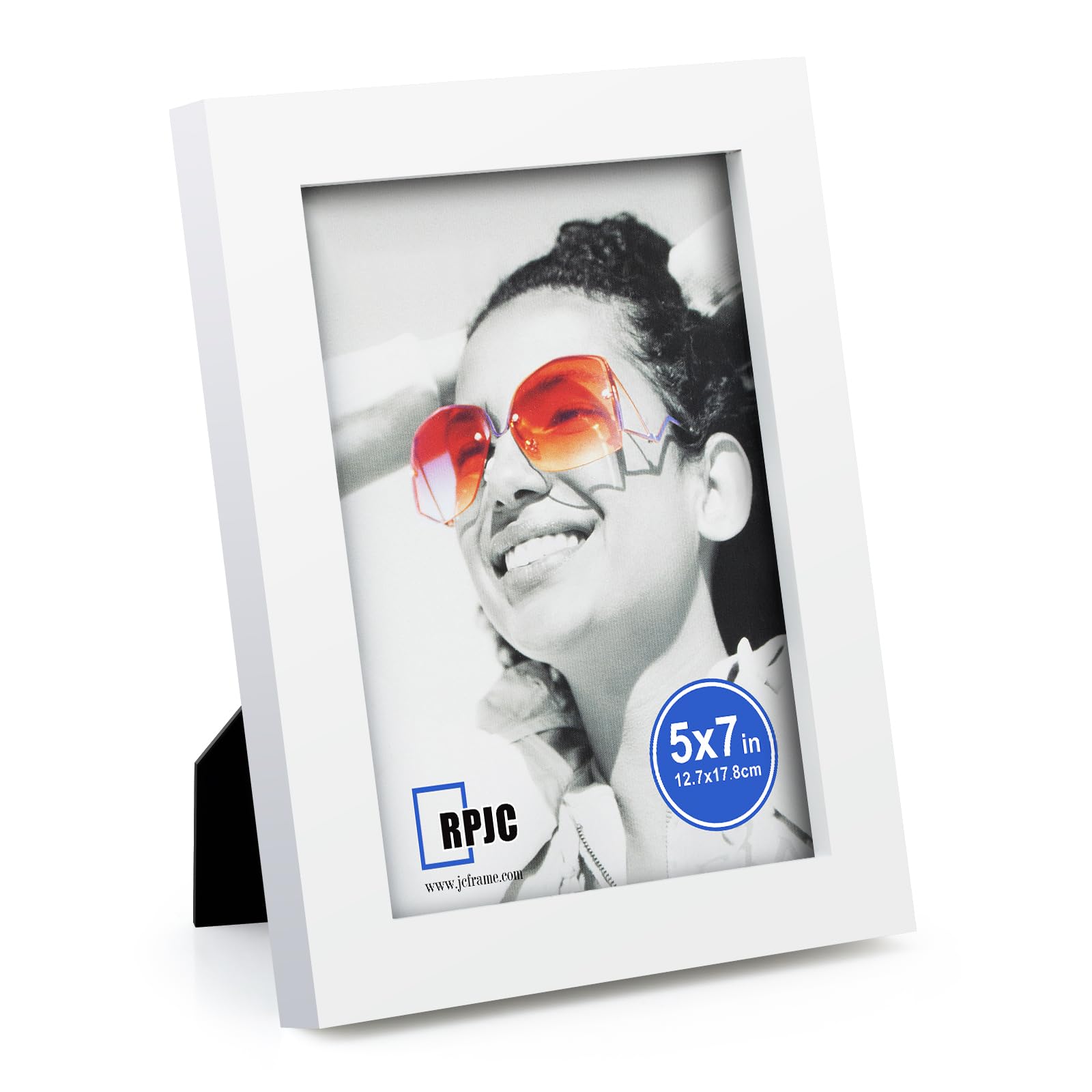 RPJC 5x7 Inch Picture Frame Made of Solid Wood High Definition Glass for Table Top Display and Wall Mounting Photo Frame White