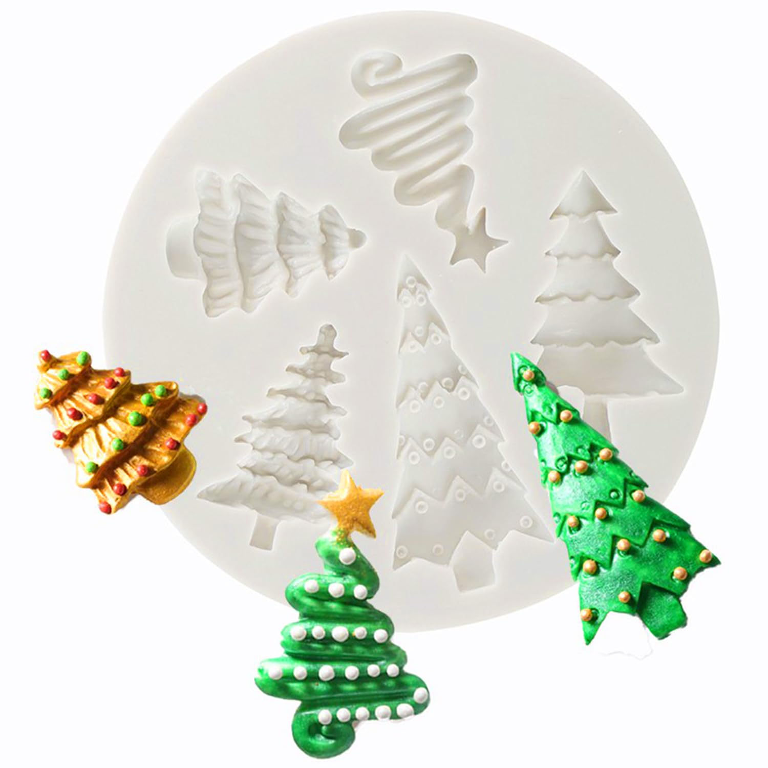 Christmas Tree Silicone Mold Cake Decor Moulds Fondant Cake Suger Molds Sugarcraft Chocolate Tools-Small (3.9Inch)