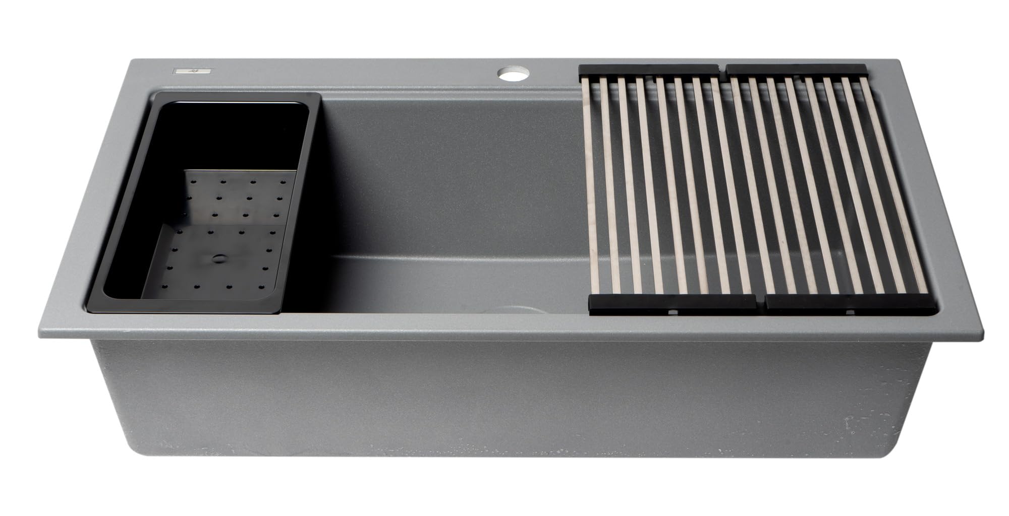 Alfi Brand Ab3418Sbdi-T Titanium 33'' Granite Composite Workstation Step Rim Single Bowl Drop In Sink With Accessories