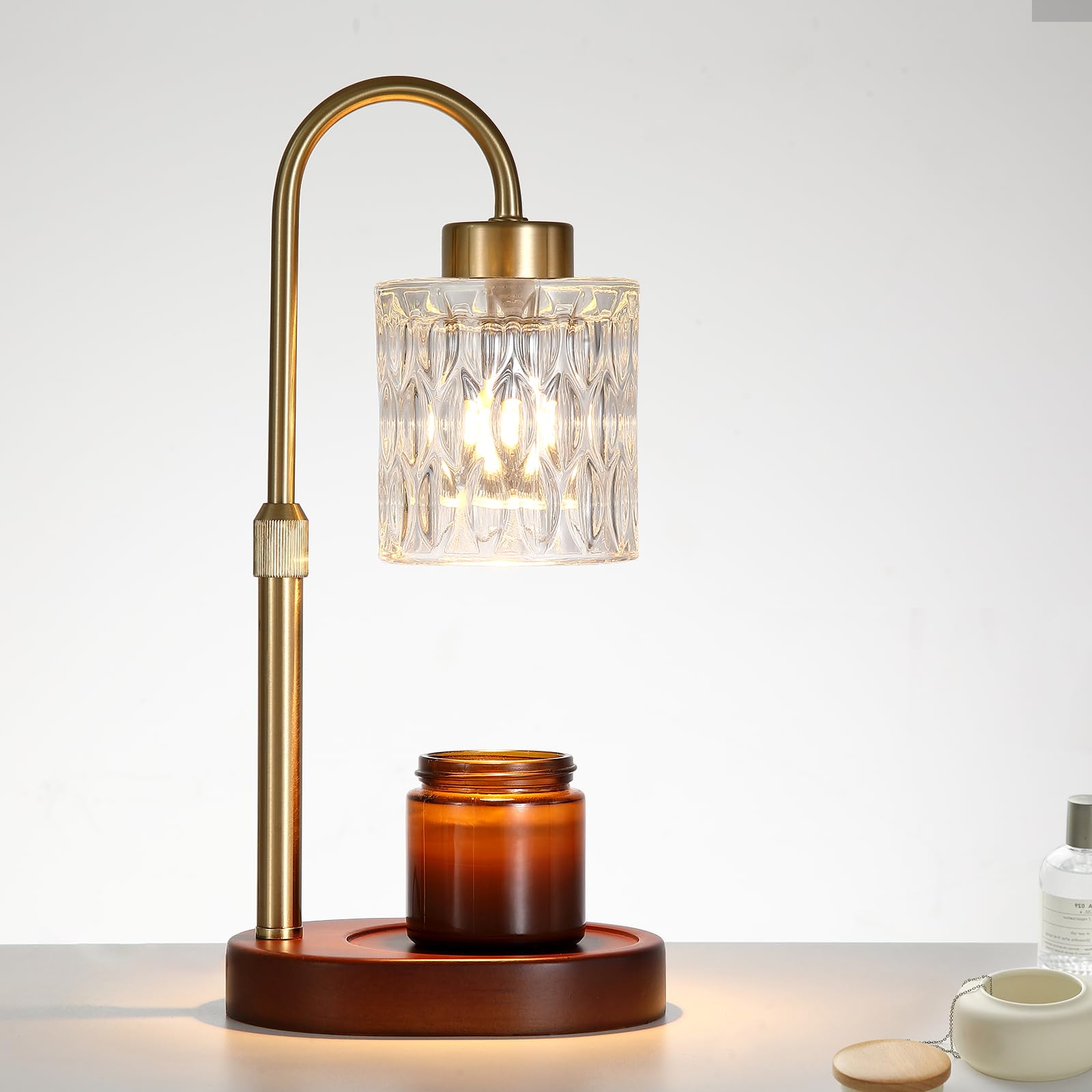 Candle Warmer Lamp with Dimmer and Timer,Home Decor Lamp for Scented Jar,Antique Brass Electric Wax Melt Warmer,Mother s Day/Bi