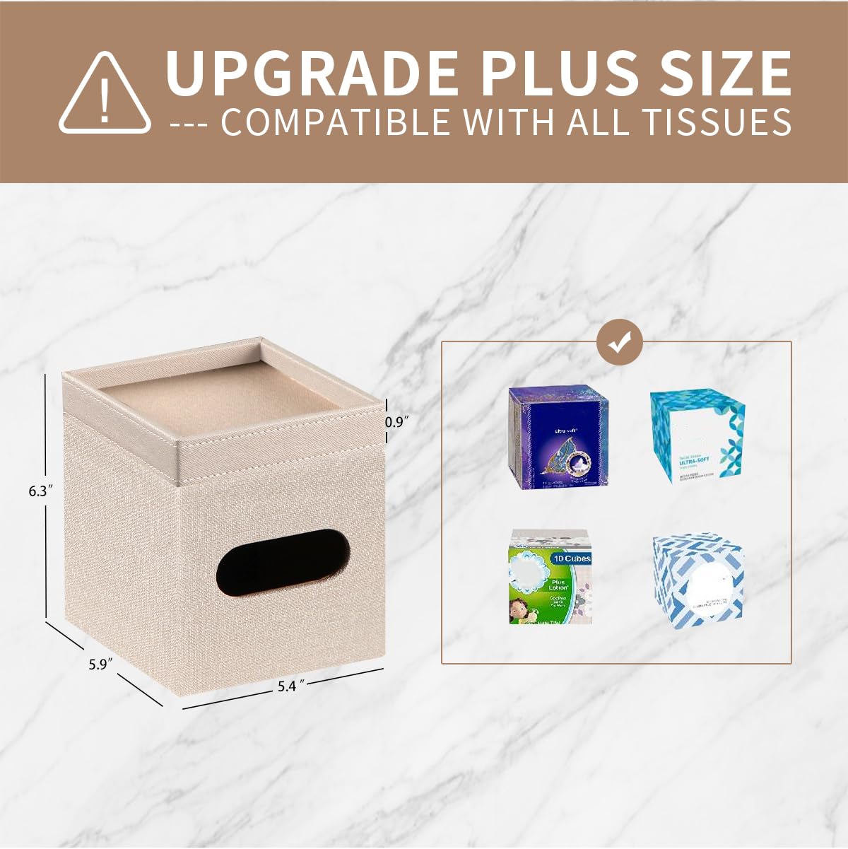 Square Tissue Box Cover With Storage Tray,Pu Leather Tissue Cube Box Holder, Decorative Tissue Holders, Modern Tissues Case Napk