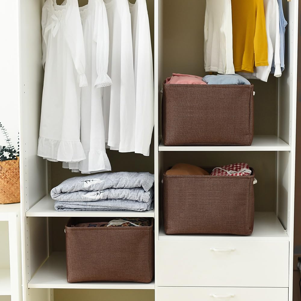 Thewarmhome Organization And Storage Basket For Shelves - 3 Pack 16X12X12 Inch Fabric Storage Cubes, Cube Storage Bin For Organi