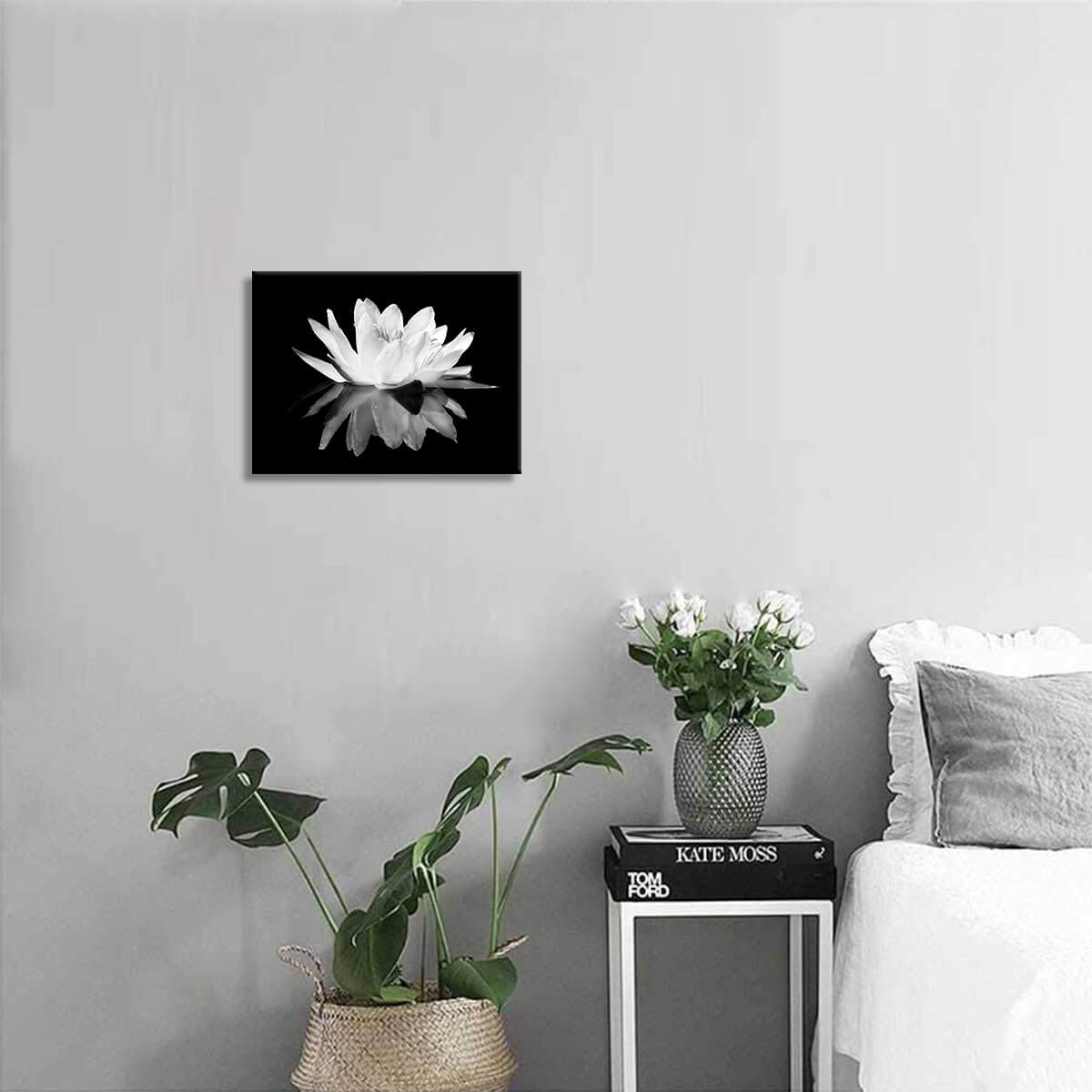 Black And White Wall Art For Bathroom Lotus Flower Canvas Wall Pictures Simple Life Floral Blossom Pictures Prints On Canvas Wal