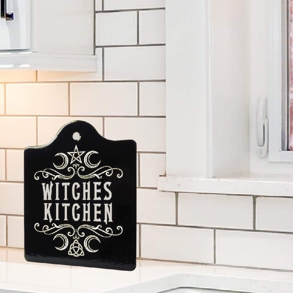 Alchemy Gothic Ceramic Witches Kitchen Trivet, Black/White, Model CT12, 0.31"L x 6.29"W x 7.48"H, Modern Decorative Serveware