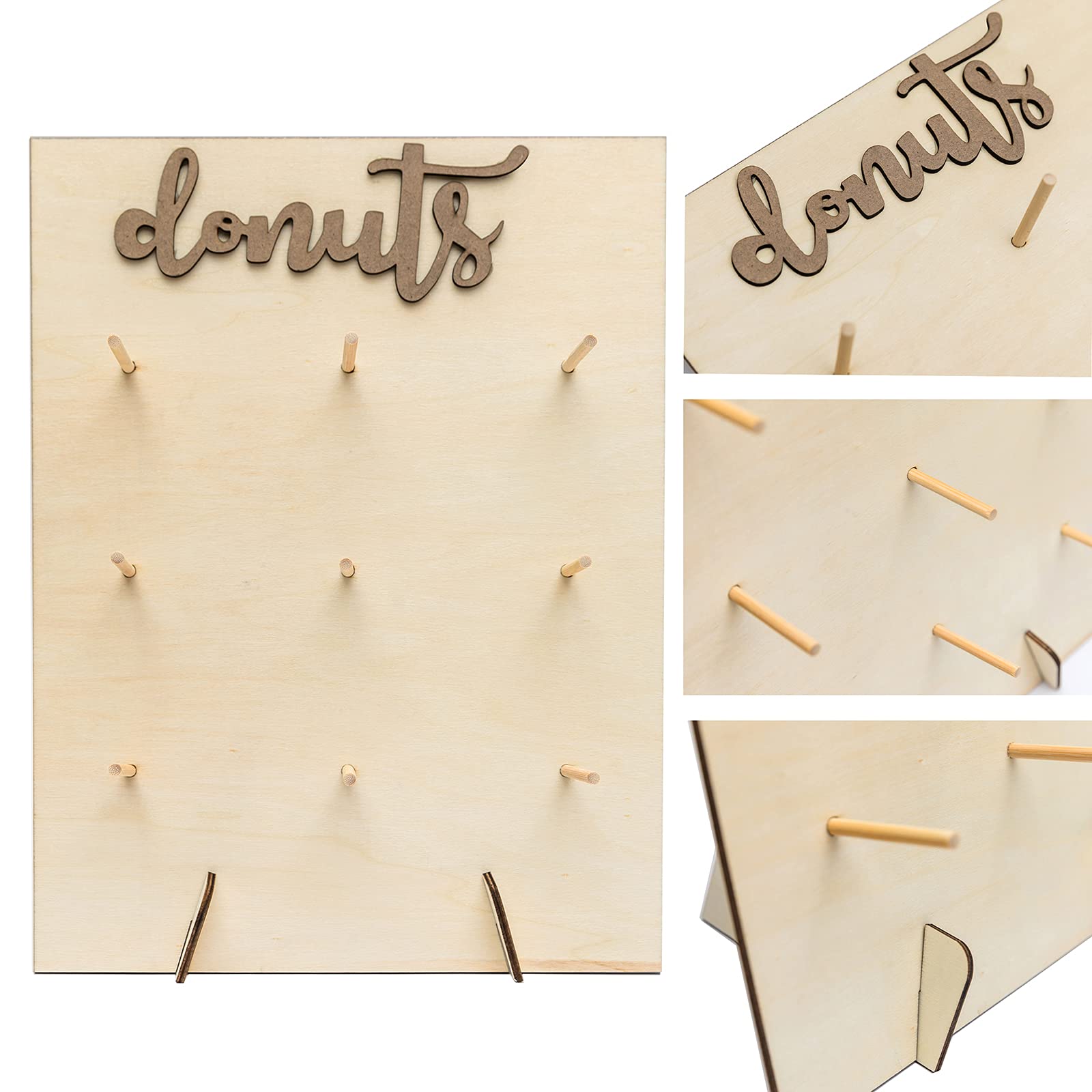 Lamantery Donut Display Stand Wood Doughnuts Wall Stands Display Board For Wedding Party Decoration