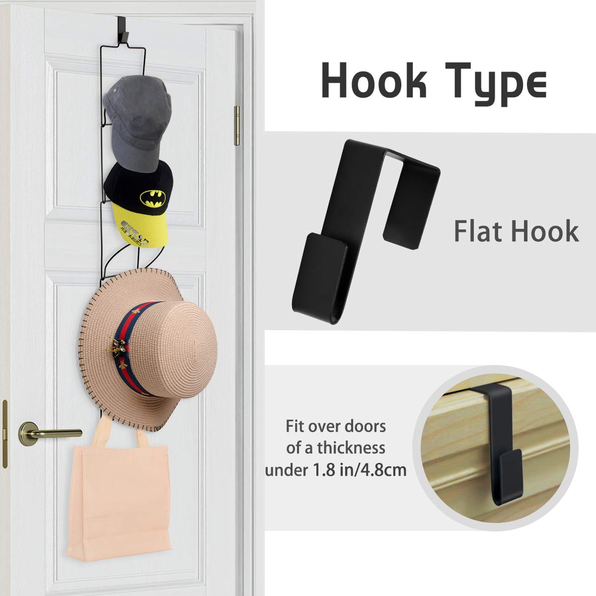 Livememory Hanging Hat Rack  Hanging Wig Rack Baseball Caps Hat Racks for Door  Wall  Closet  Bathroom  10pcs (Black)