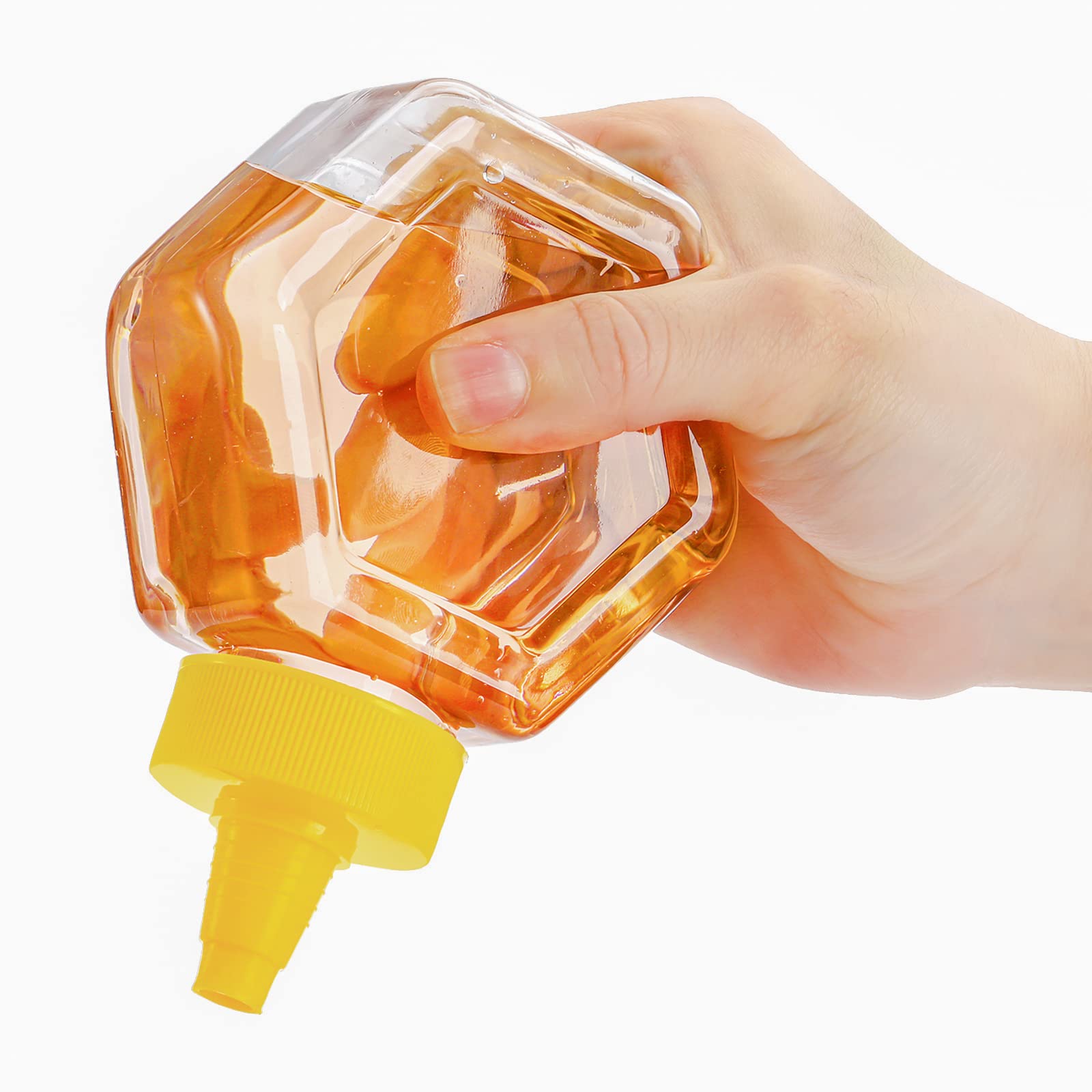 Elsjoy 16 Pack Plastic Honey Bottle Jars, 7 Oz Honey Squeeze Bottles Empty Honey Jars With Spout, Refillable Condiment Squeeze B