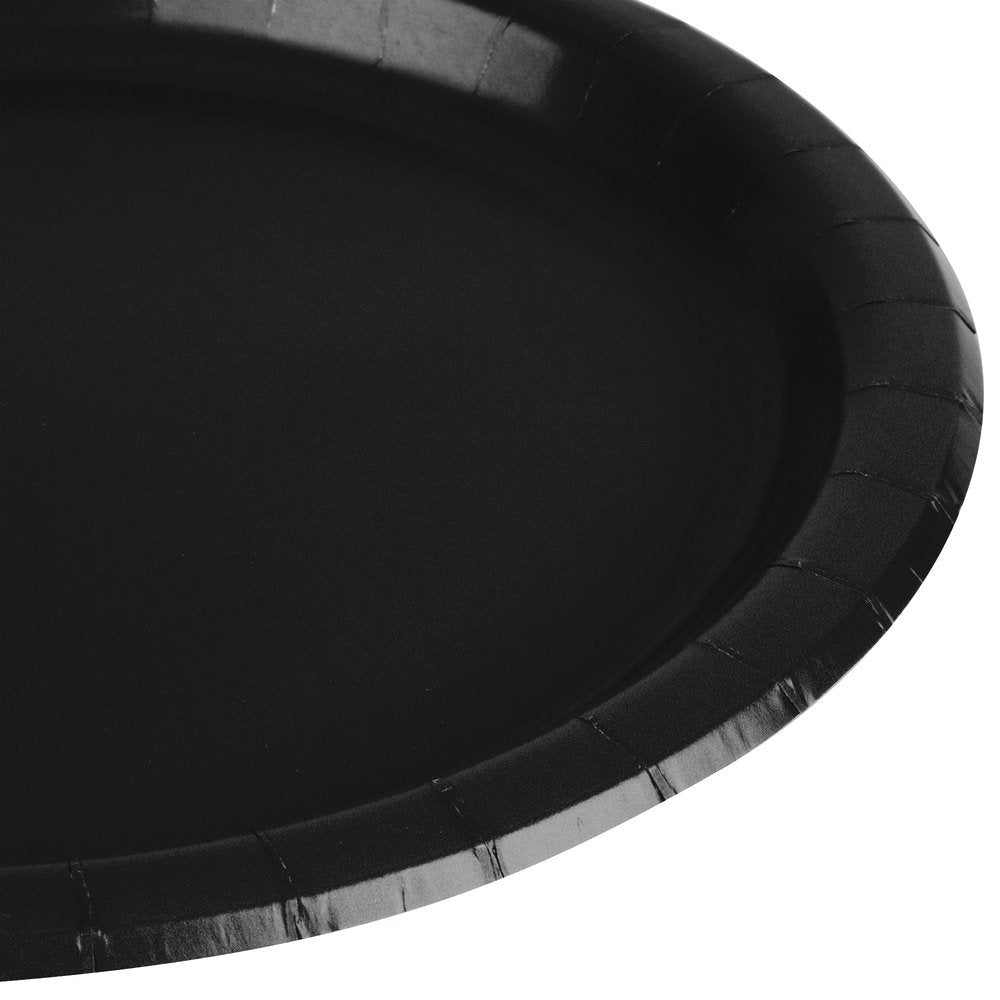 Amscan Disposable Jet Black Paper Plates Party Supplies, 7'', 8Ct