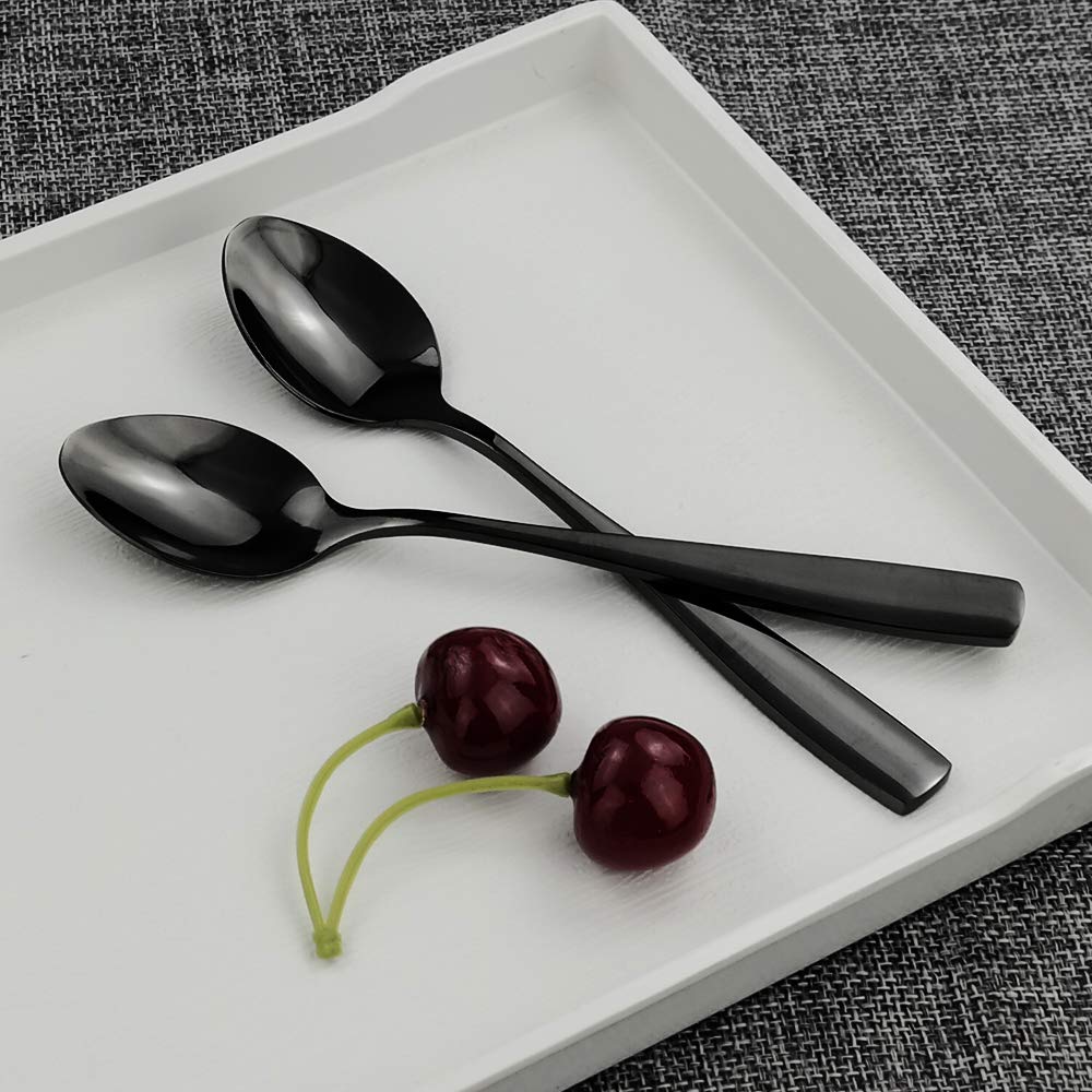 Teyyvn 16-Piece Stainless Steel Tea Spoons, Black Small Spoon