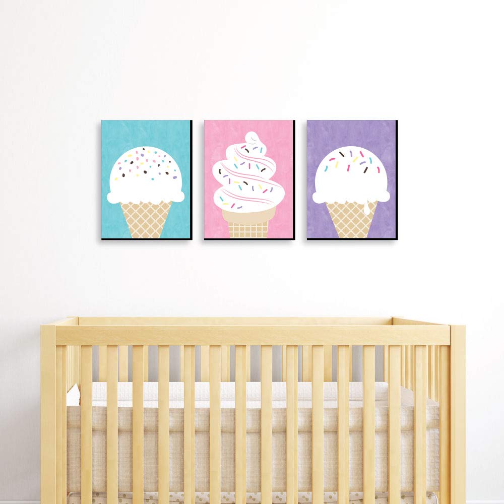 Big Dot Of Happiness Scoop Up The Fun - Ice Cream - Sprinkles Kitchen Wall Art, Nursery Decor And Restaurant Decorations - 7.5 X
