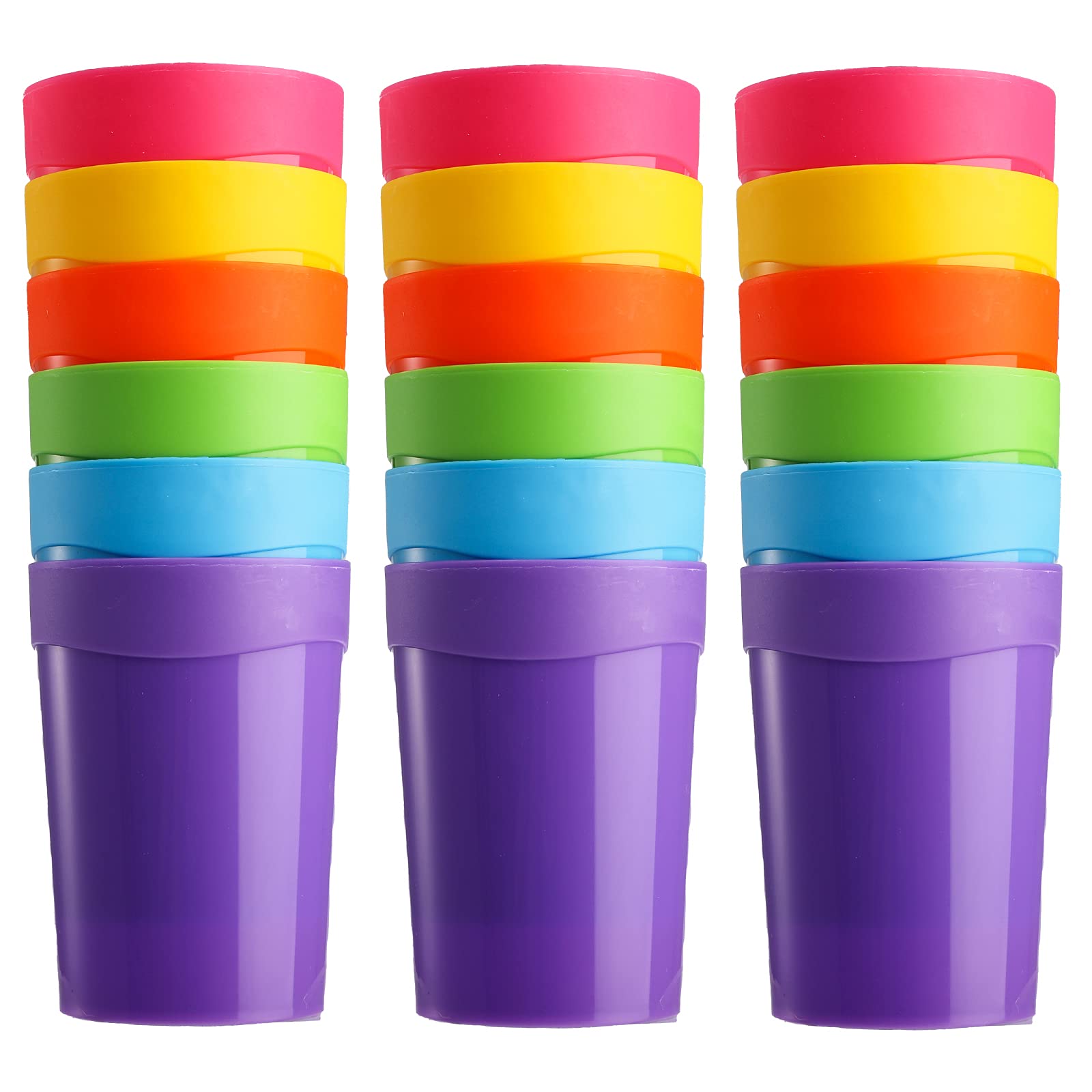Bekith 18 Pack Plastic Tumblers, 13-ounce Reusable Break-resistant BPA-Free Plastic Cups in 6 Assorted Colors