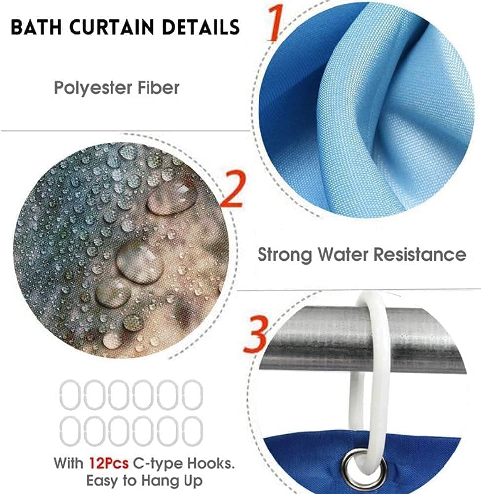 Dds-Dudes 4Pcs Christmas Shower Curtain Sets Kids Bathroom Halloween Christmas Decor With 12 Curtain Hooks For Bathroom, Waterpr