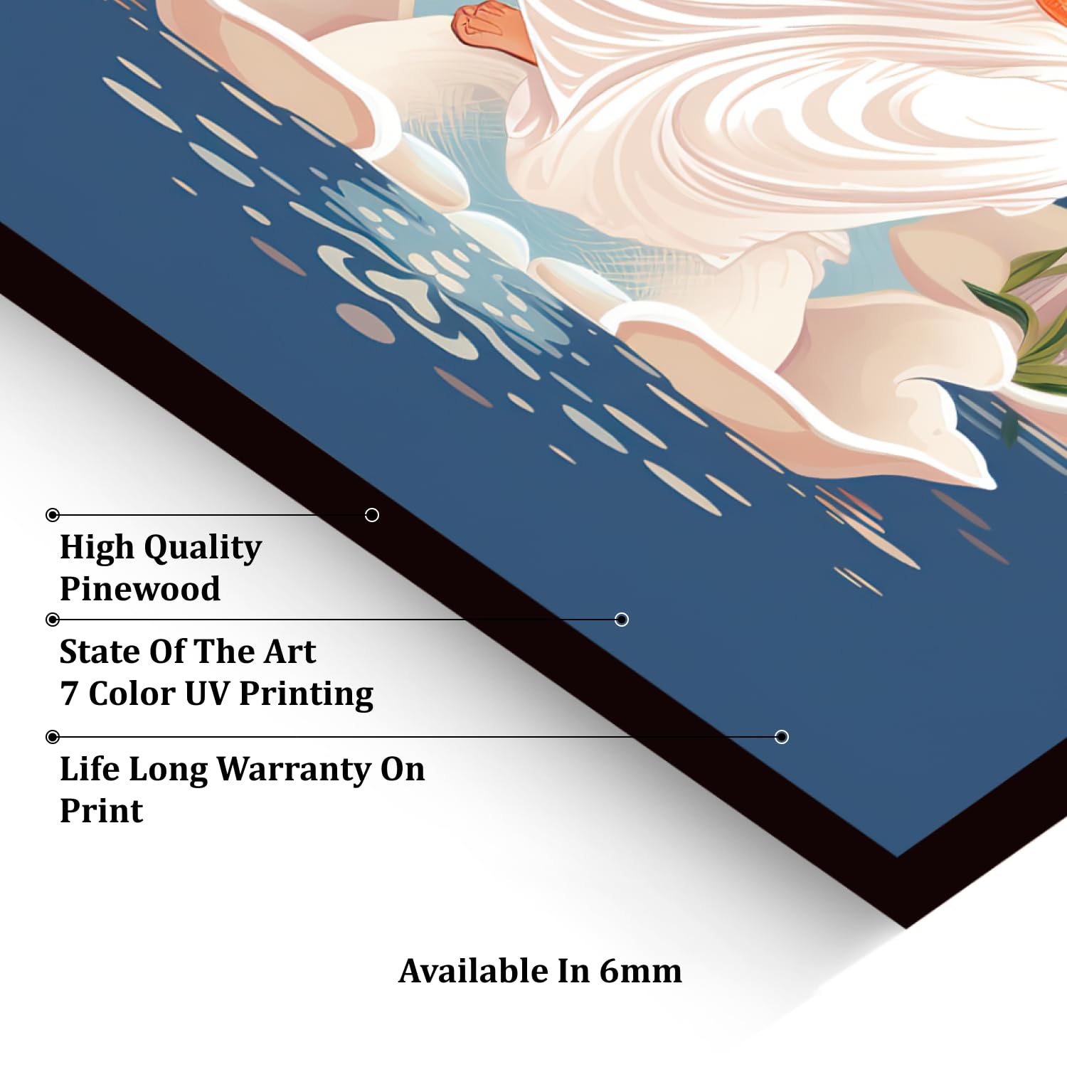 Chalk My Theme Goddess Saraswati Blue Wood Print Wall Art Home Decor, Living Room, Bedroom, Cafe, Room Painting For Wall Decorat