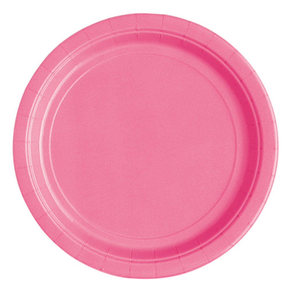 Hot Pink Solid Round Dessert Paper Plates - 7'' (Pack Of 20) - Vibrant Party Plates For Appetizing Treats - Perfect For Birthday
