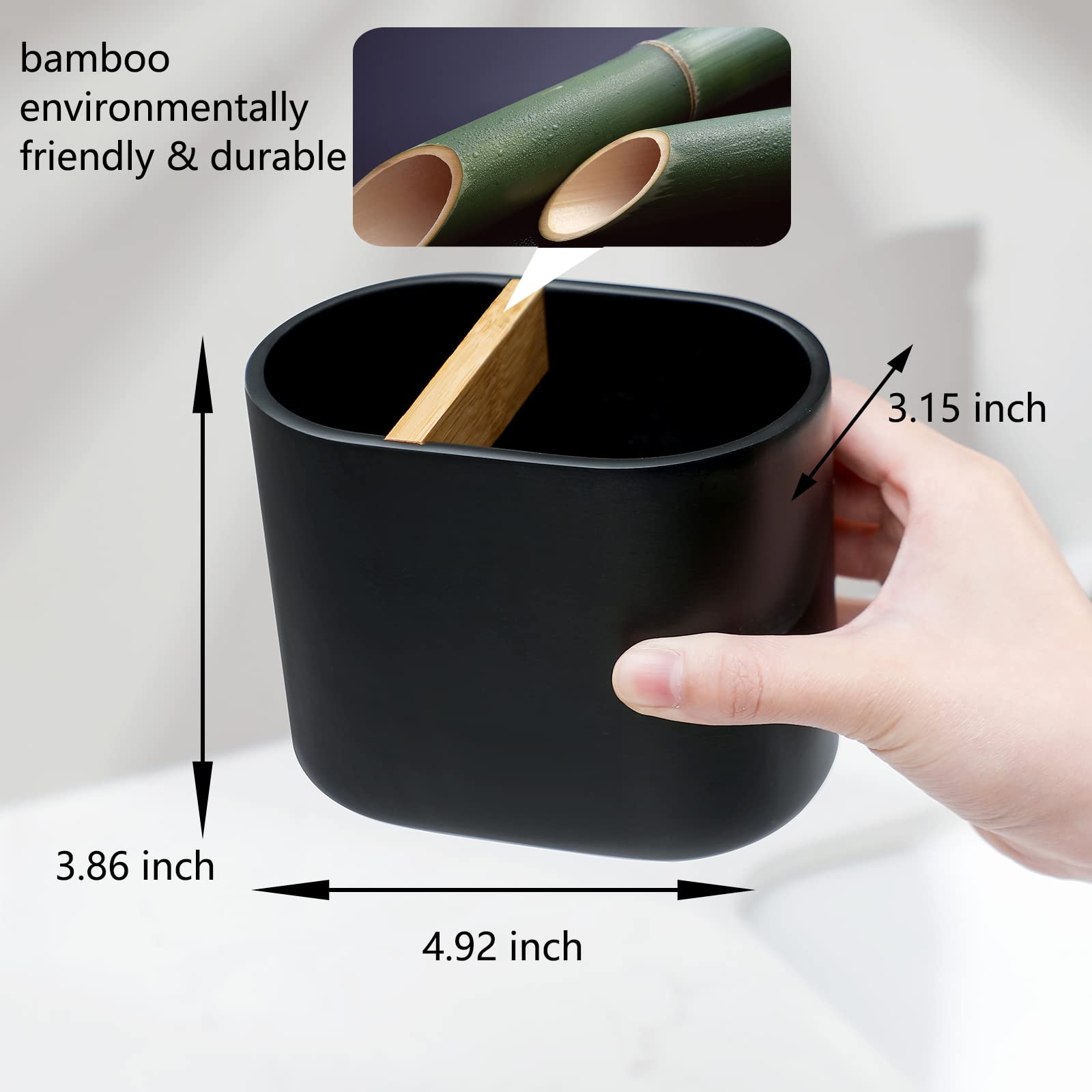 Rejomiik Thick Resin Toothbrush Holders Bamboo Tooth Brushing Holder For Bathroom Countertop, Tooth Brush Storage Organizer Stan