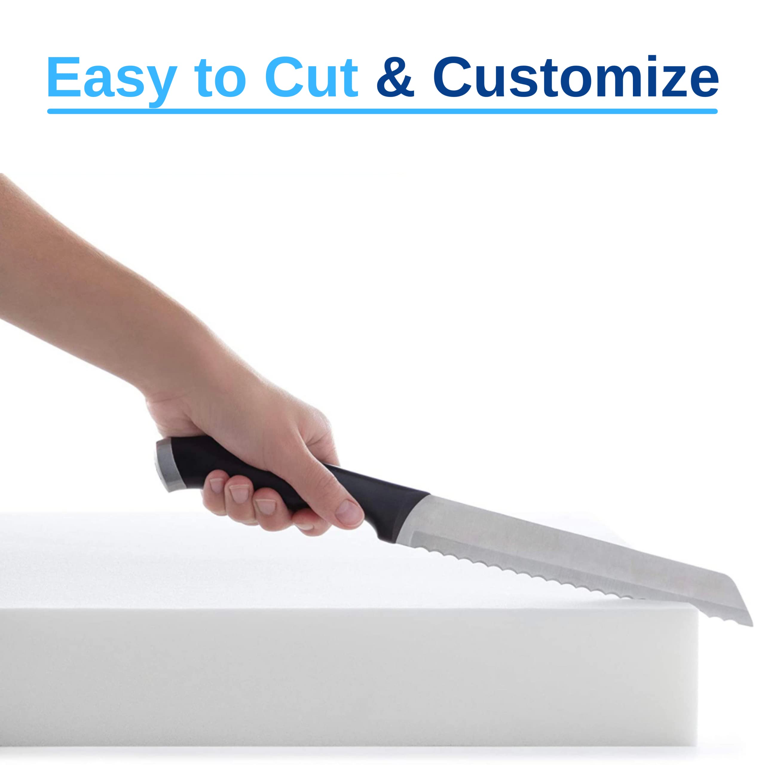 Foamrush 4-Inch King (72'' X 75'') Gel Memory Foam Rv Mattress Replacement With Canvas Navy Cover, Medium Firm, Made In Usa, Cam