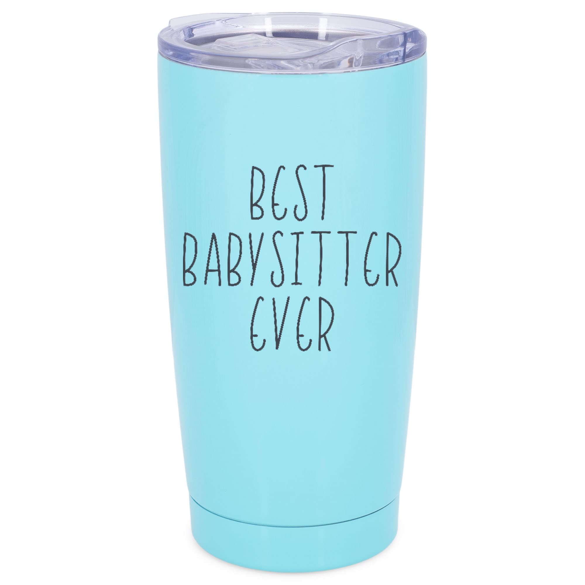 Elanze Designs Best Babysitter Ever Teal 20 Ounce Stainless Steel Travel Tumbler Mug Lid
