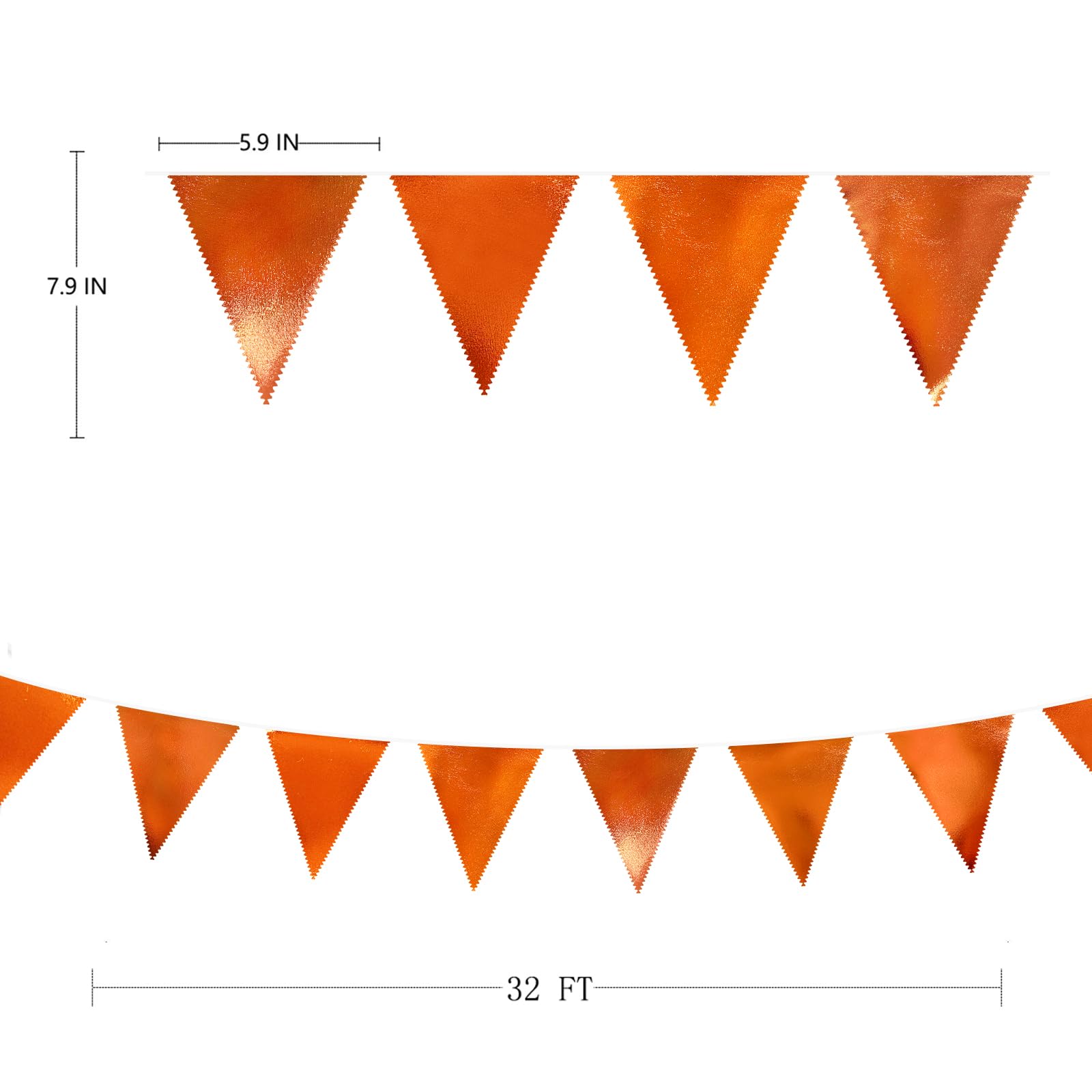 Orange Party Decorations Metallic Fabric Triangle Pennant Banner Flag Bunting Garland For Fall Autumn Thanksgiving Graduation Bi