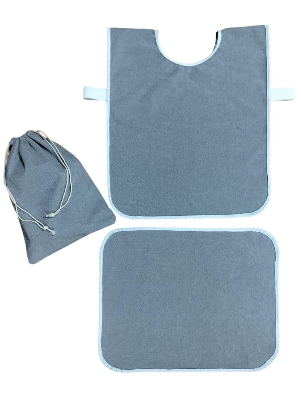 Manvicare Waterproof & Light Weight Aprons With Table Mat & Leakproof Lunch Box Bag For (13 Years) Kids (Grey)