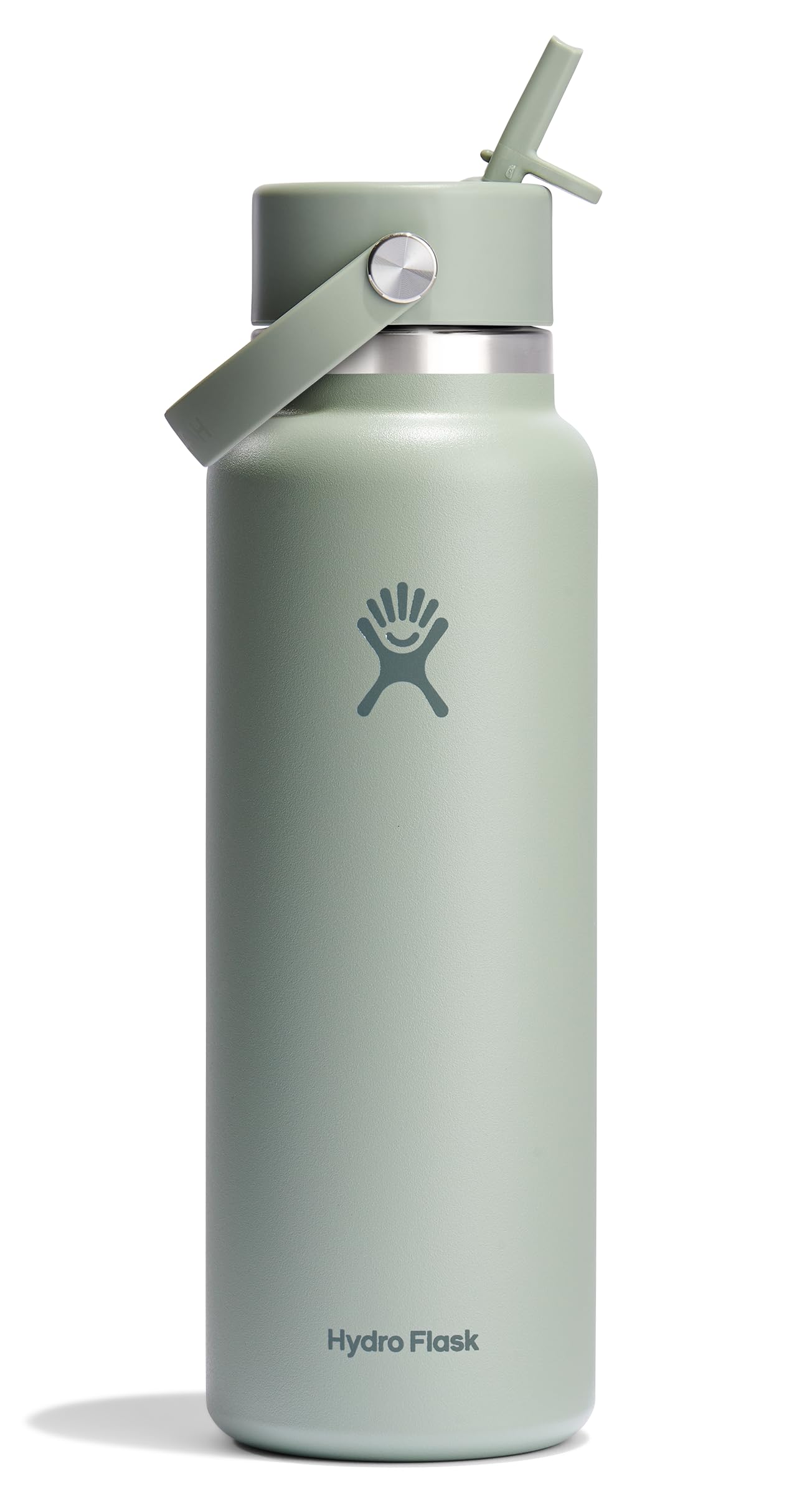 Hydro Flask Water Bottle - Insulated Stainless Steel - Wide Mouth Flex Straw Lid, Non Spill, Leakproof and Refillable in 40 Oz T