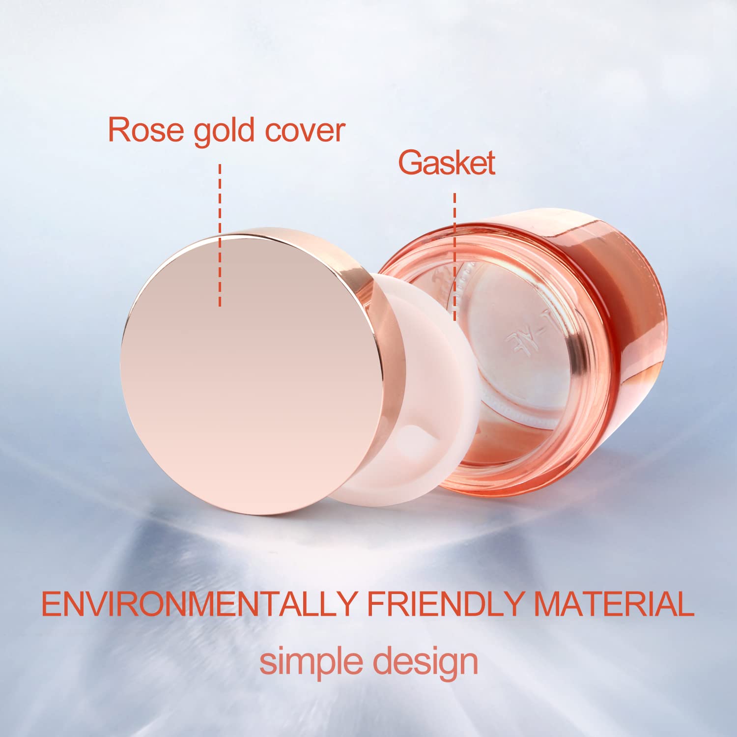 Cositina 4 Pack 3.4 Oz Pink Glass Jars With Rose-Golden Lids & Inner Liners,Empty Round Storage Containers Travel Jars Pot,For C