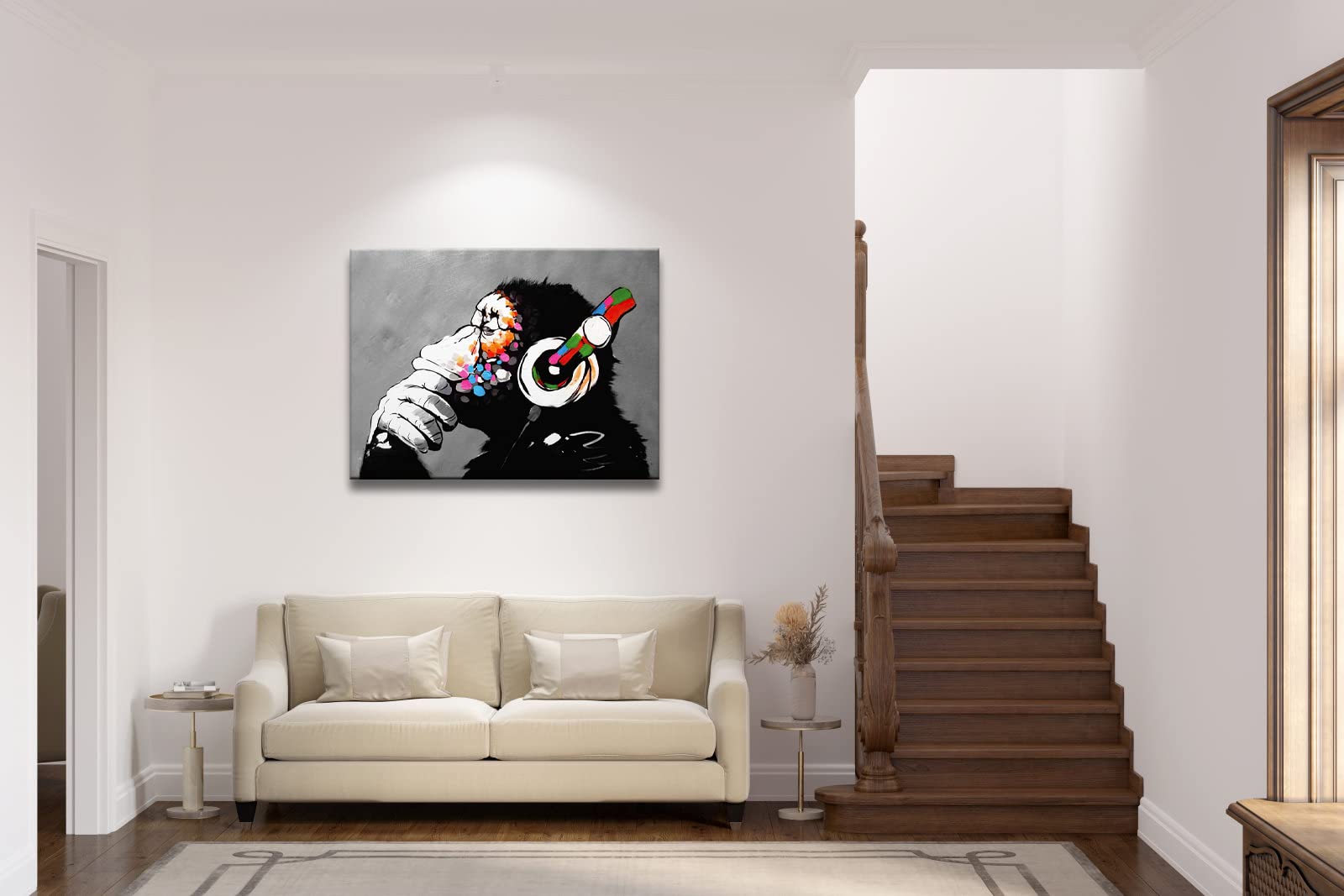 Wieco Art Cool Ape Banksy Graffiti Art Abstract Canvas Painting For Home Decor Canvas Wall Art For Living Room Decoration Animal
