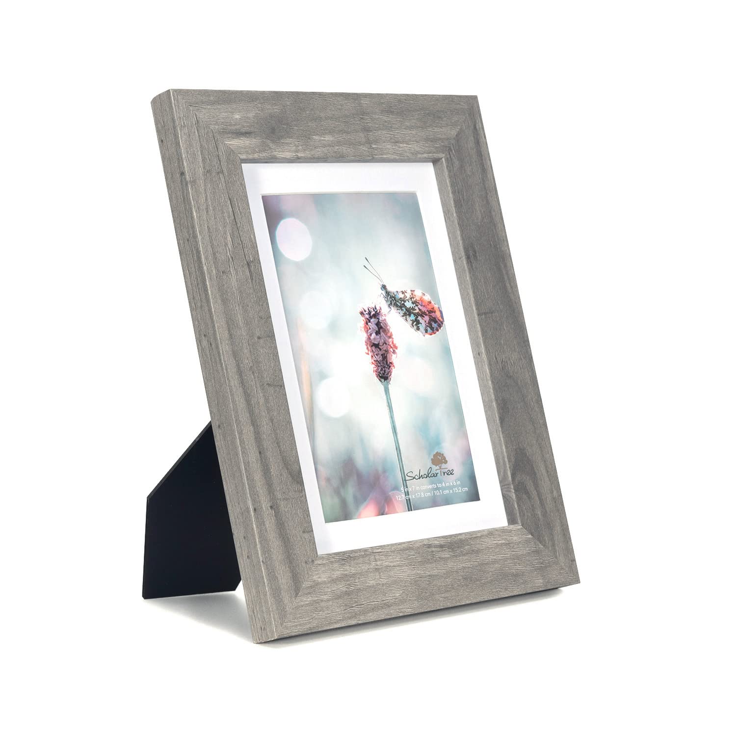 Scholartree Grey 5x7 Picture Frame,Display 5x7 without Mat or 4x6 with Mat