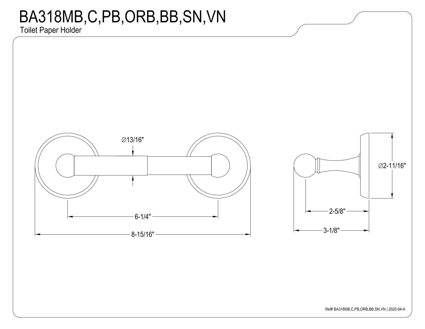 Kingston Brass Ba318Bb Classic Toilet Paper Holder, Brushed Brass