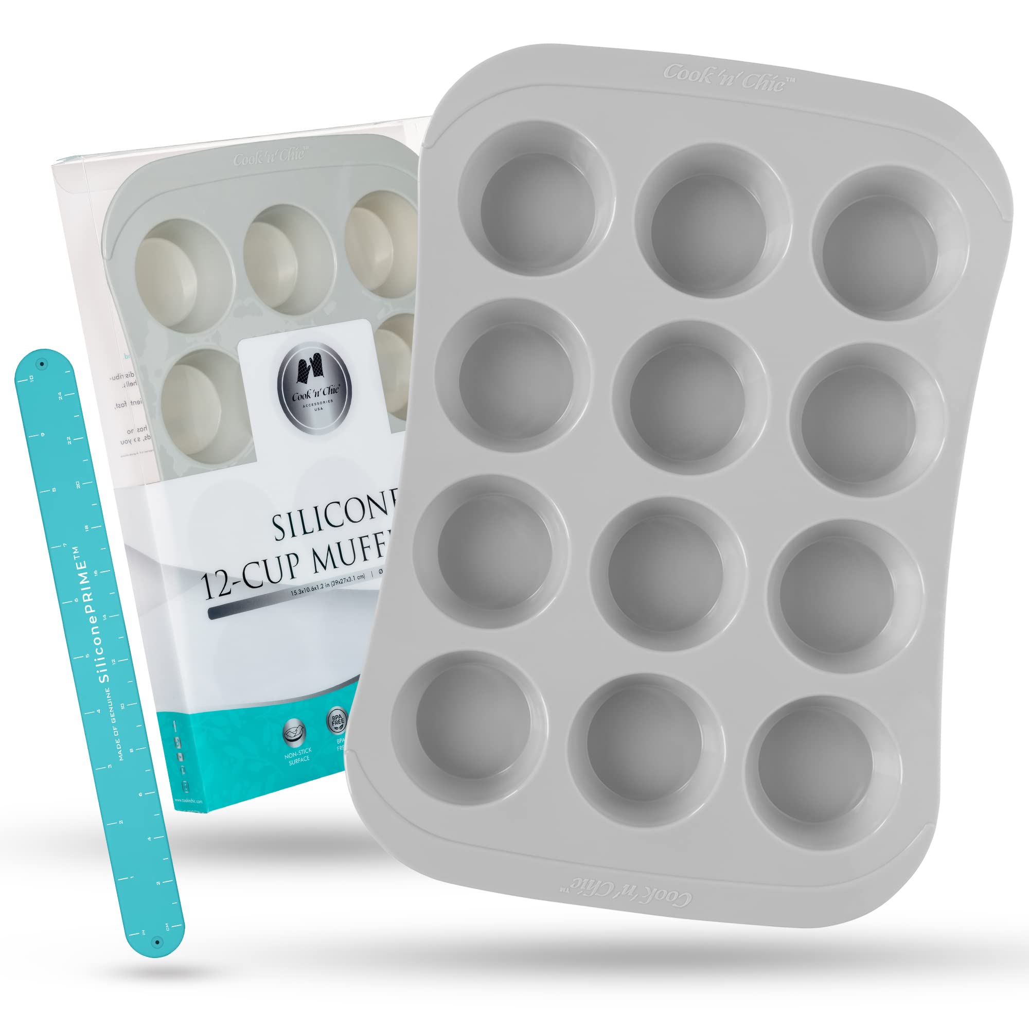 Silicone Muffin Pan - Non-Stick Oven Dish - Professional Baking Mould - Multi-Purpose Cupcakes Tart Shells Mini Cheesecakes - BP