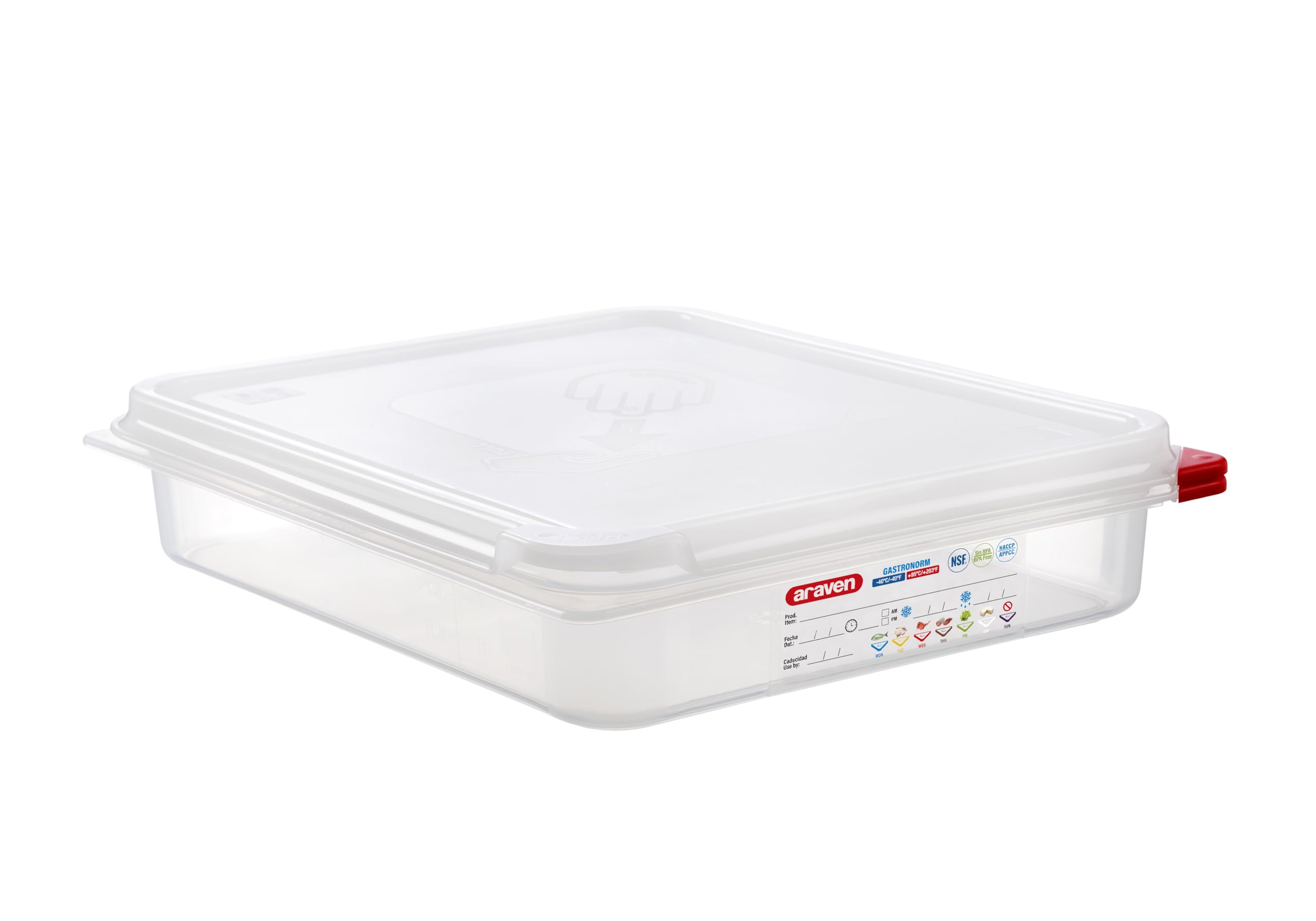 Araven Airtight Container, Food Pan with Lid for Storage in Kitchen and Restaurant, 4.2 Qt, 1 Count, Clear