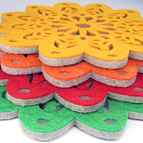 Floral Cutwork Reversible Felt Coasters, Set Of 4 (Assorted)