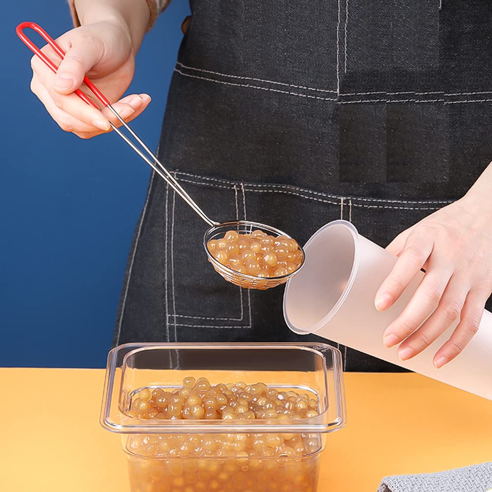 2Pcs Stainless Steel Strainer Spoons Boba Spoon Scoop Hot Pot Strainer Spoons Ladle Wire Cooking Skimmers Spoon With Handle For