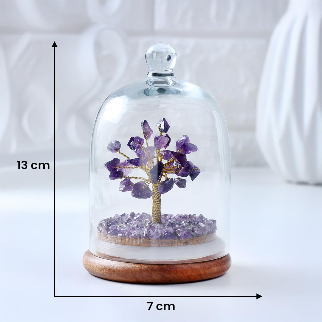 Astrotalk Amethyst Crystal Dome Tree | Boost Focus & Spiritual Growth | Feng Shui Items for Good Luck | Home Decor for Living Room & Office | Housewarming Gifts | Aesthetic Home Decor Items, 7 x 13 Cm