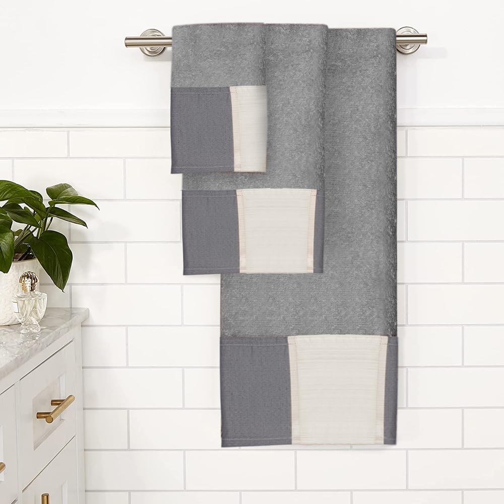 Zahari Home Modern Line Towel Set - 3-Piece Bath Ensemble With Unique Design - Luxury Bath, Hand, And Wash Towels - Contemporary