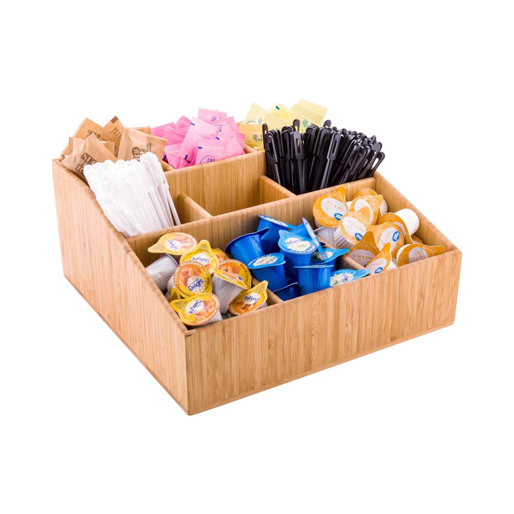 Restaurantware 11.75 X 5.5 Inch Coffee Condiment Organizer 1 Square Creamer Organizer - 9 Compartments Break-Resistant Black Bam