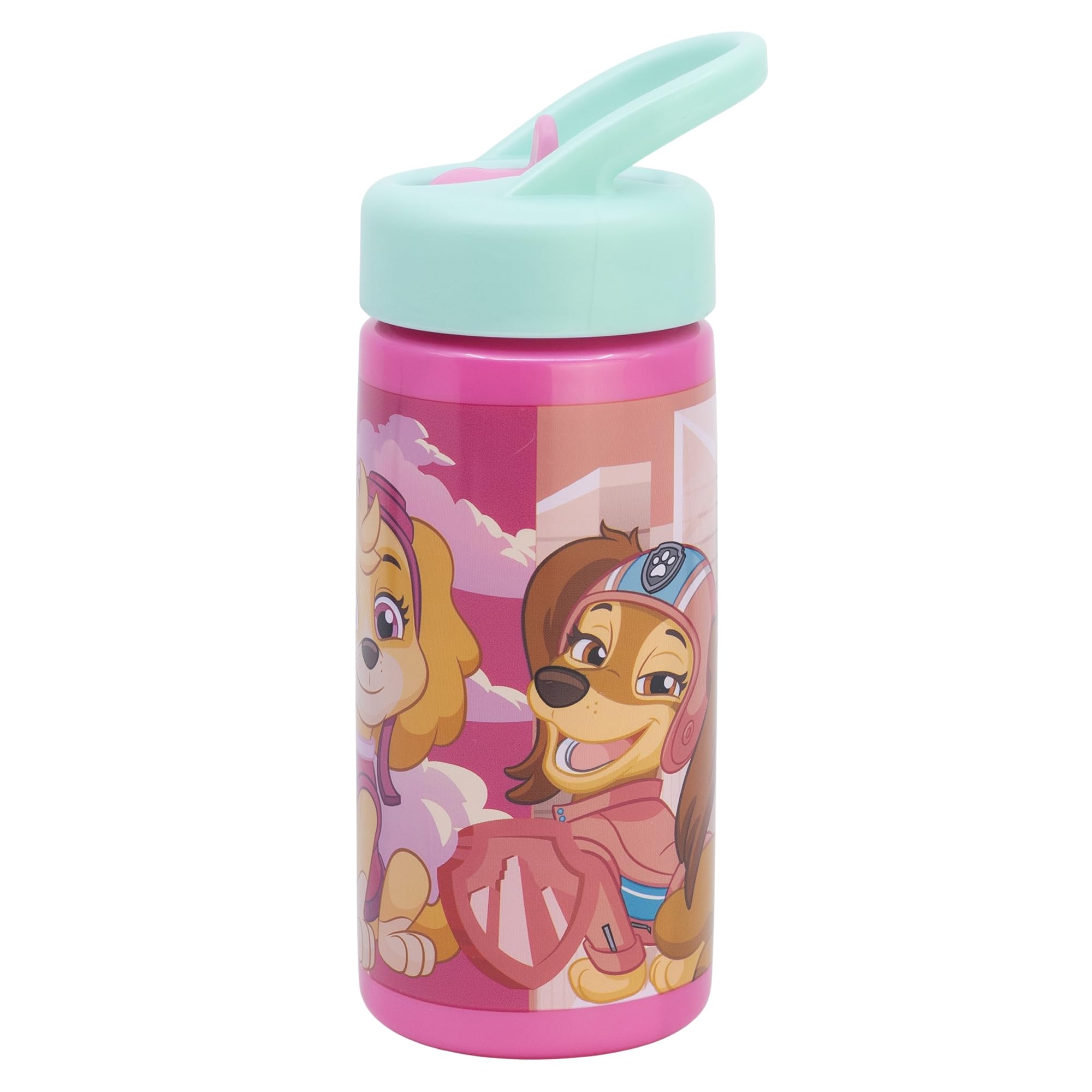 Paw Patrol Girl Sports Water Bottle with Straw and Integrated Handle, 410 ml
