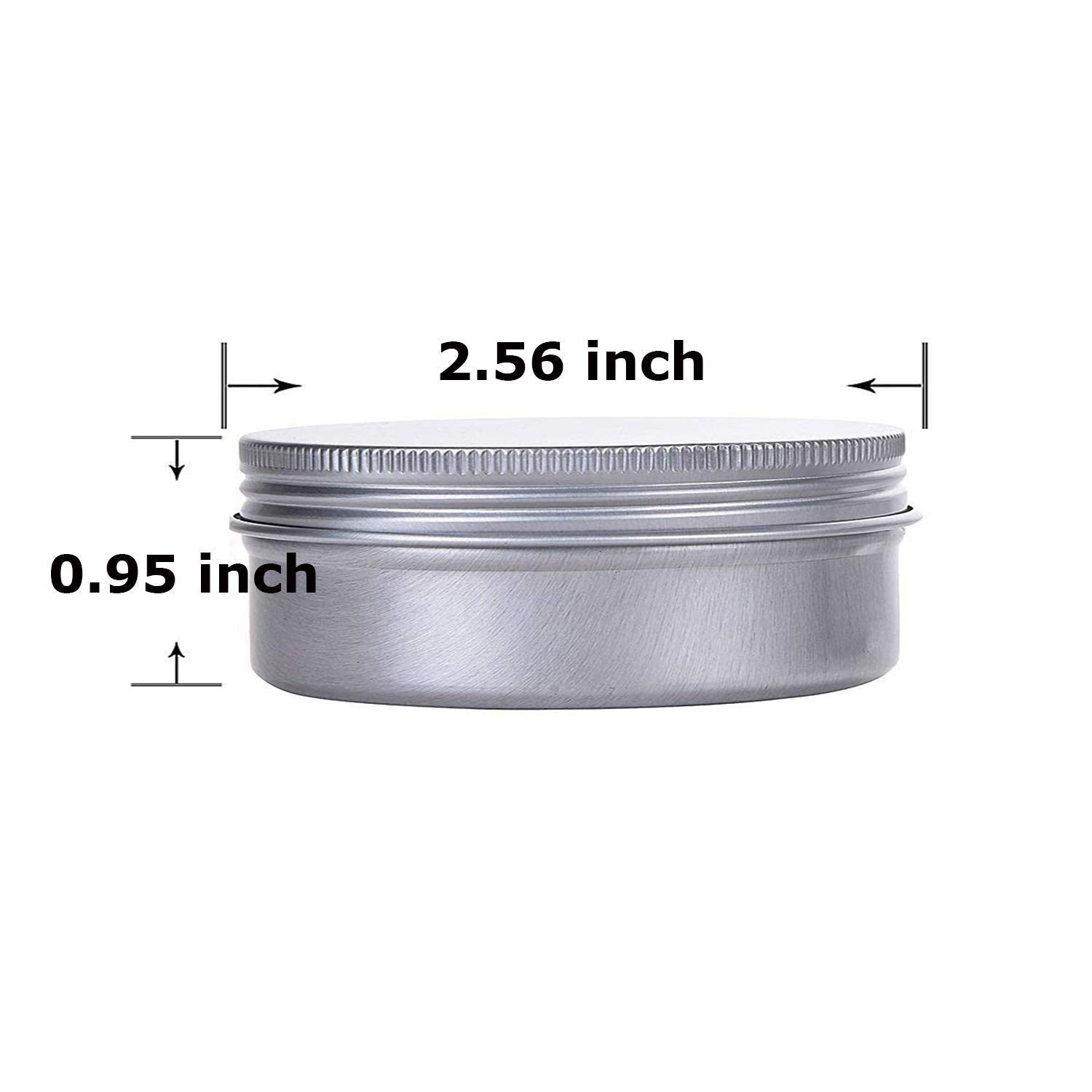 2 Ounce Aluminum Tin Jar Refillable Containers 60 Ml Aluminum Screw Lid Round Tin Container Bottle For Cosmetic,Lip Balm, Cream,