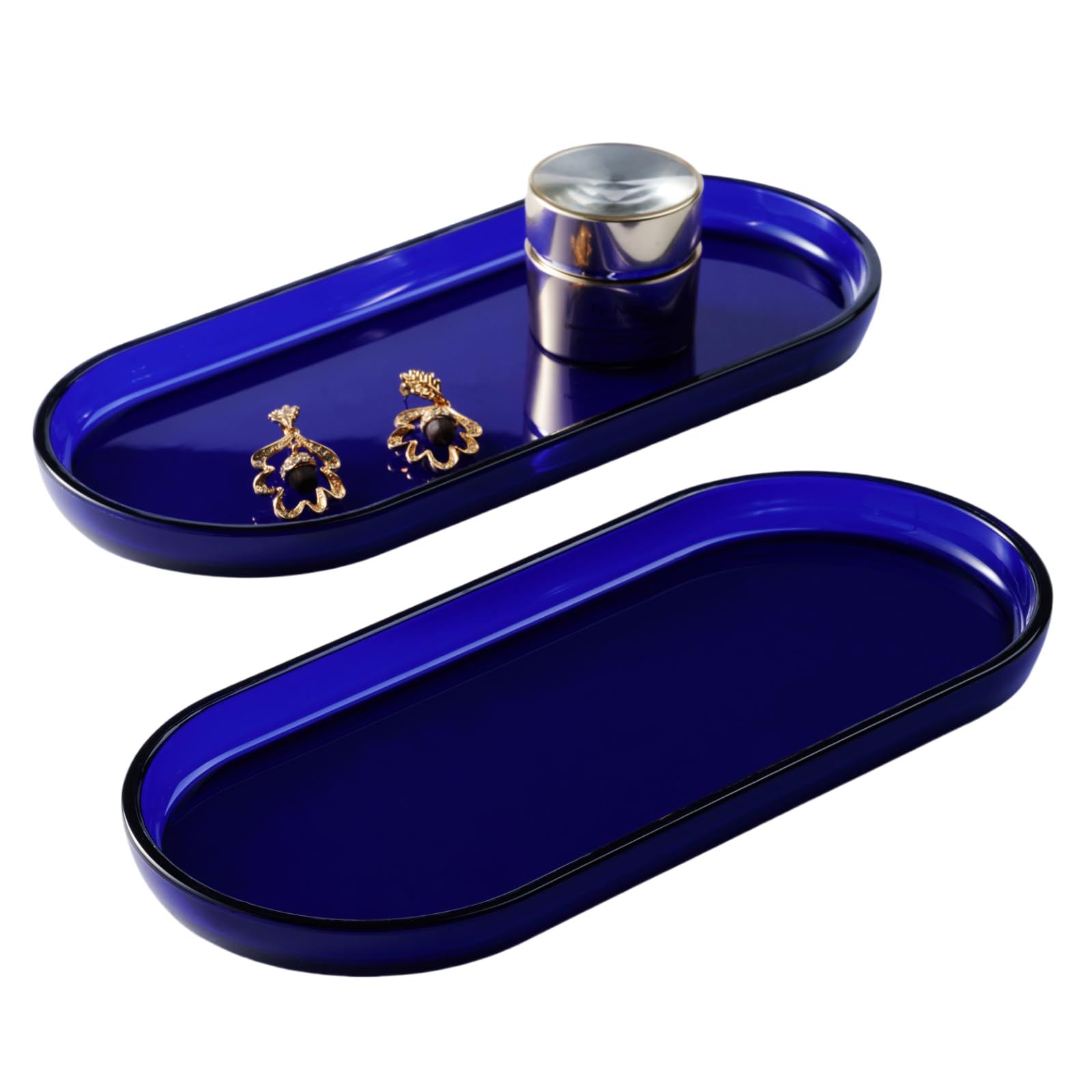 SheeChung Acrylic Vanity Tray, 2 Pack, 9.65 in x 4.5 in x 0.79 in, Catchall Tray, Countertop Sink Tray Dispenser, Sturdy Holder 