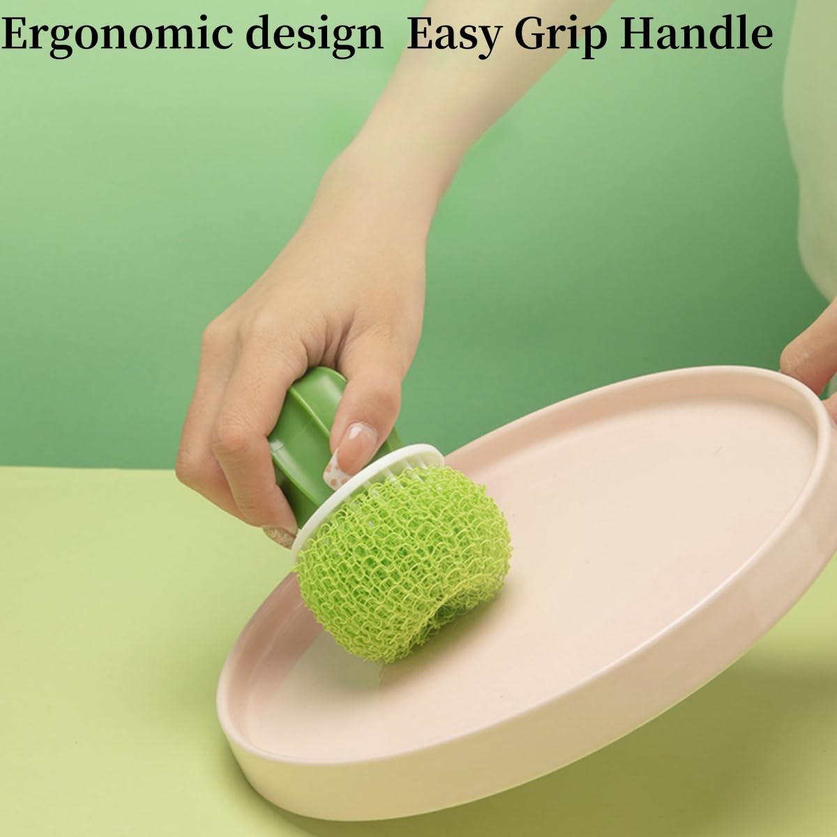 Dish Cleaning Brush Holder Set Kitchen Dish Scrub Brushes Dishes Pots Pans Cleaning Tool- 3 Replaceable Brush Heads